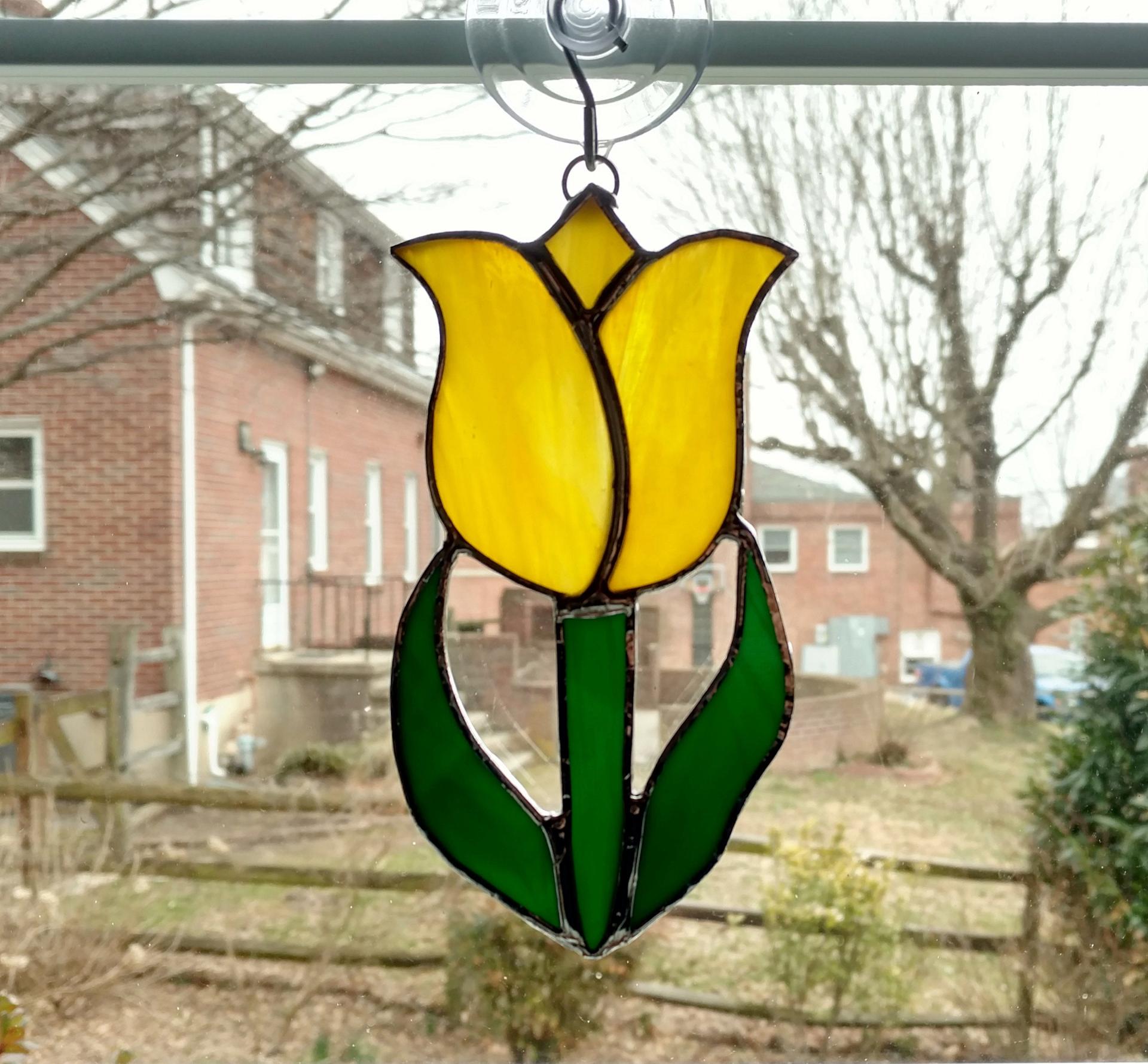 Stained Glass Tulip Suncatcher, Custom Colors Available