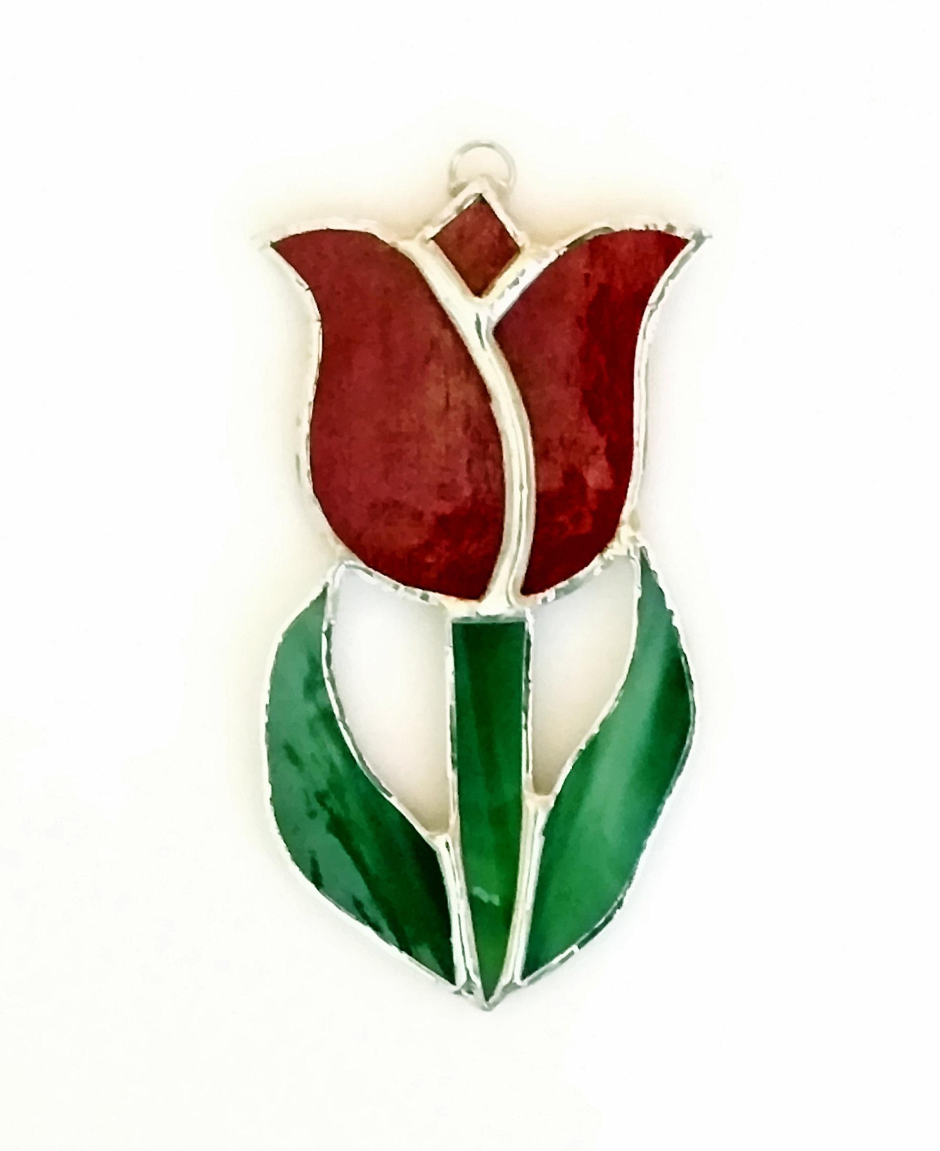 Stained Glass Tulip Suncatcher, Custom Colors Available