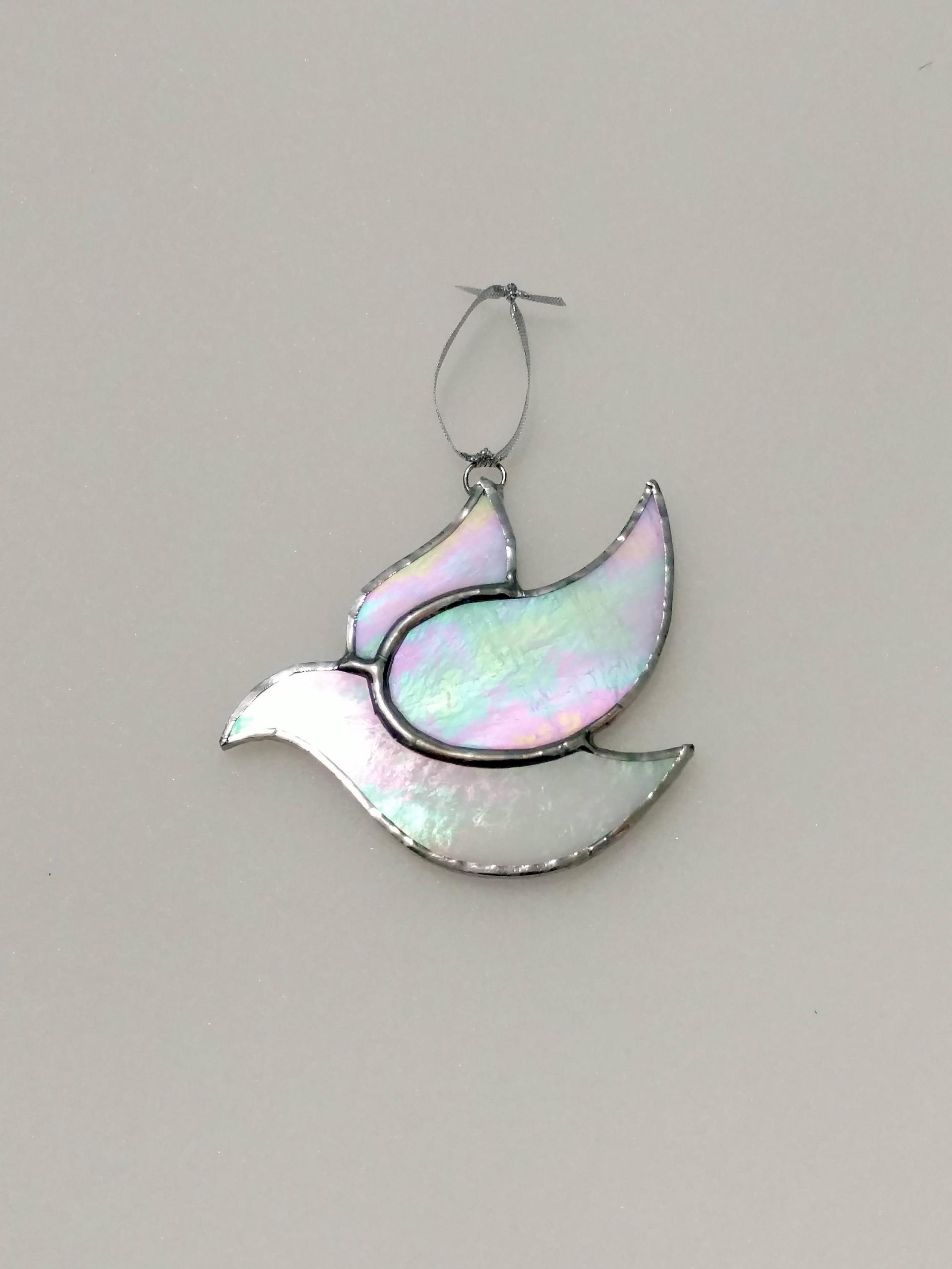 Stained Glass Dove Suncatcher, Iridescent Glass