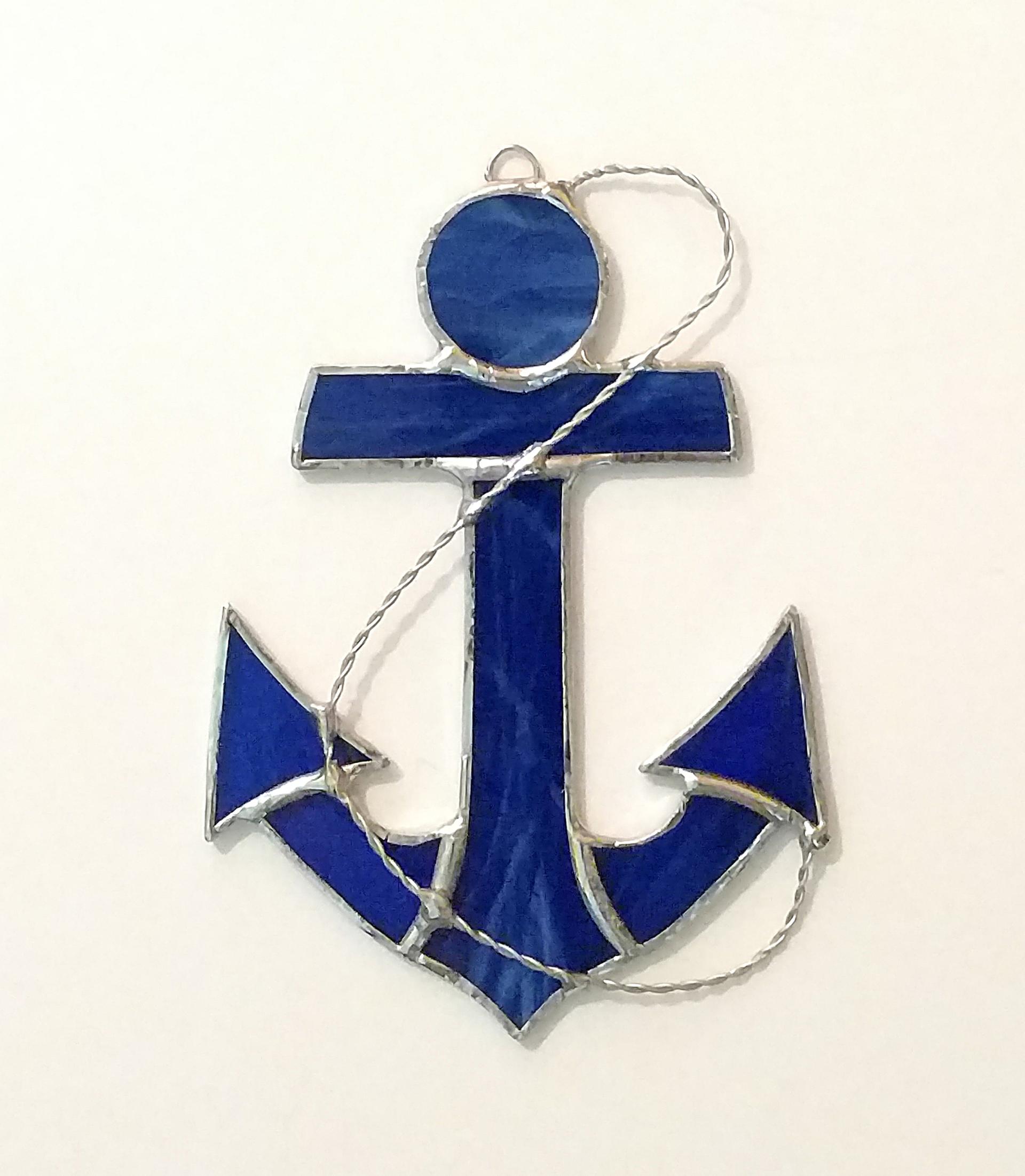 Anchor Stained Glass Suncatcher, Custom Colors Available