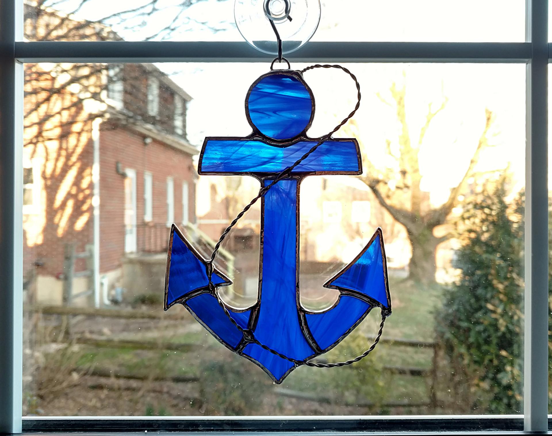 Anchor Stained Glass Suncatcher, Custom Colors Available