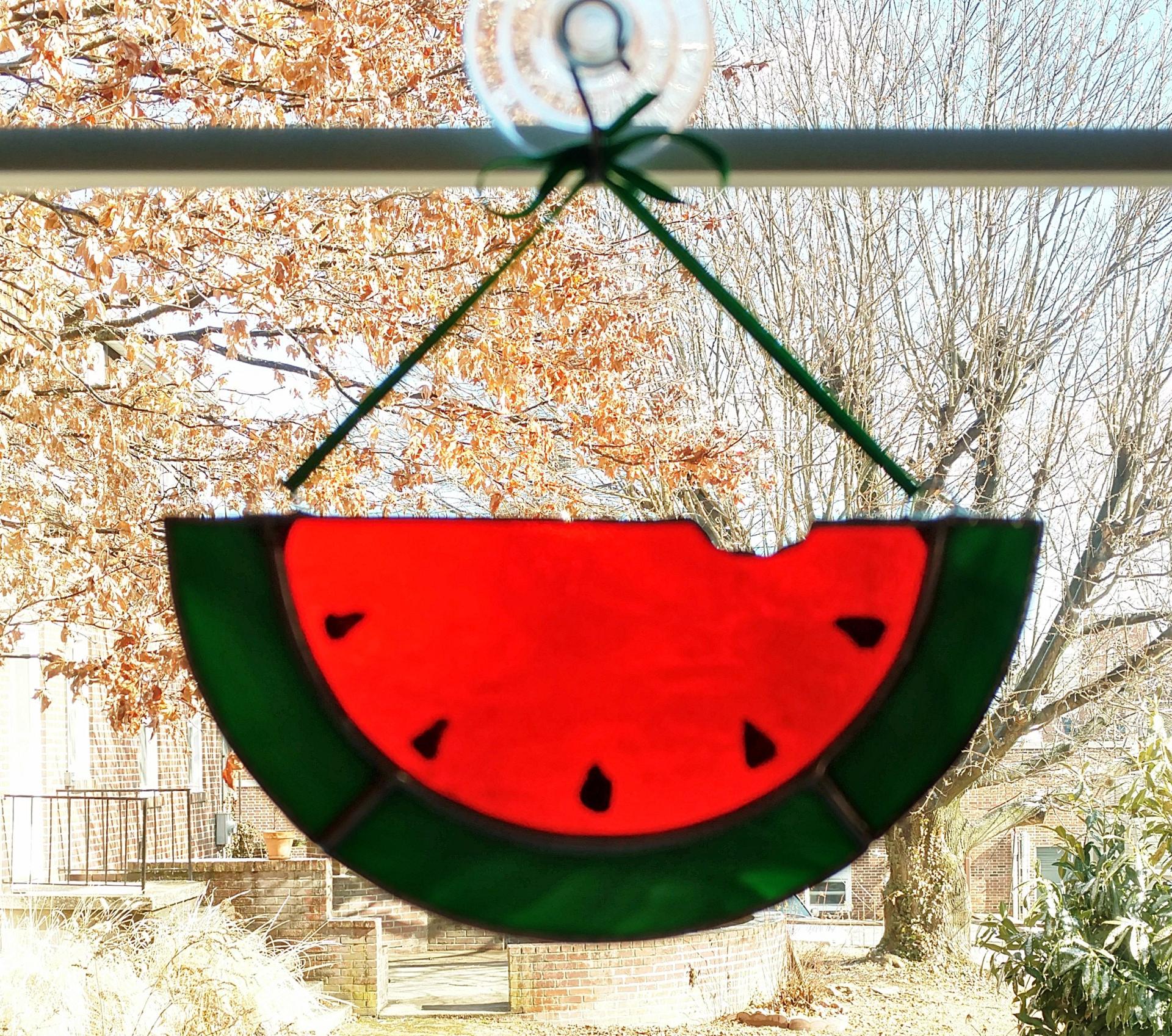 Stained Glass Watermelon Slice Suncatcher