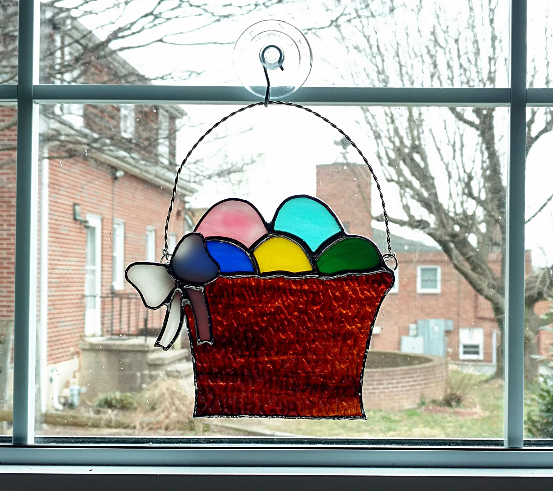 Stained Glass Easter Basket Suncatcher