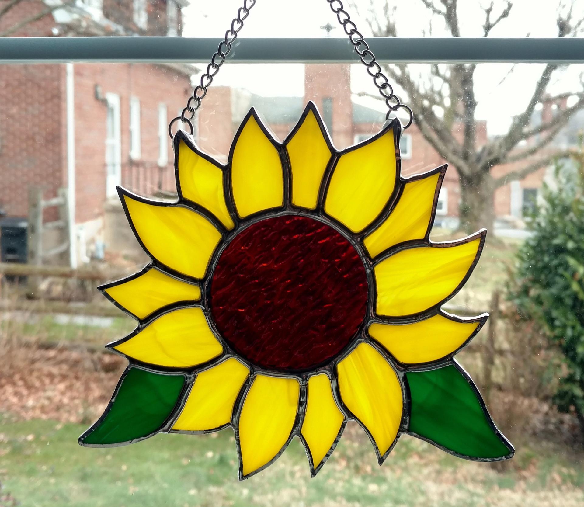 Flower Stained Glass Sunflower Sun-Catcher Window CHRISTMAS TREE ORNAMENT DECOR! 