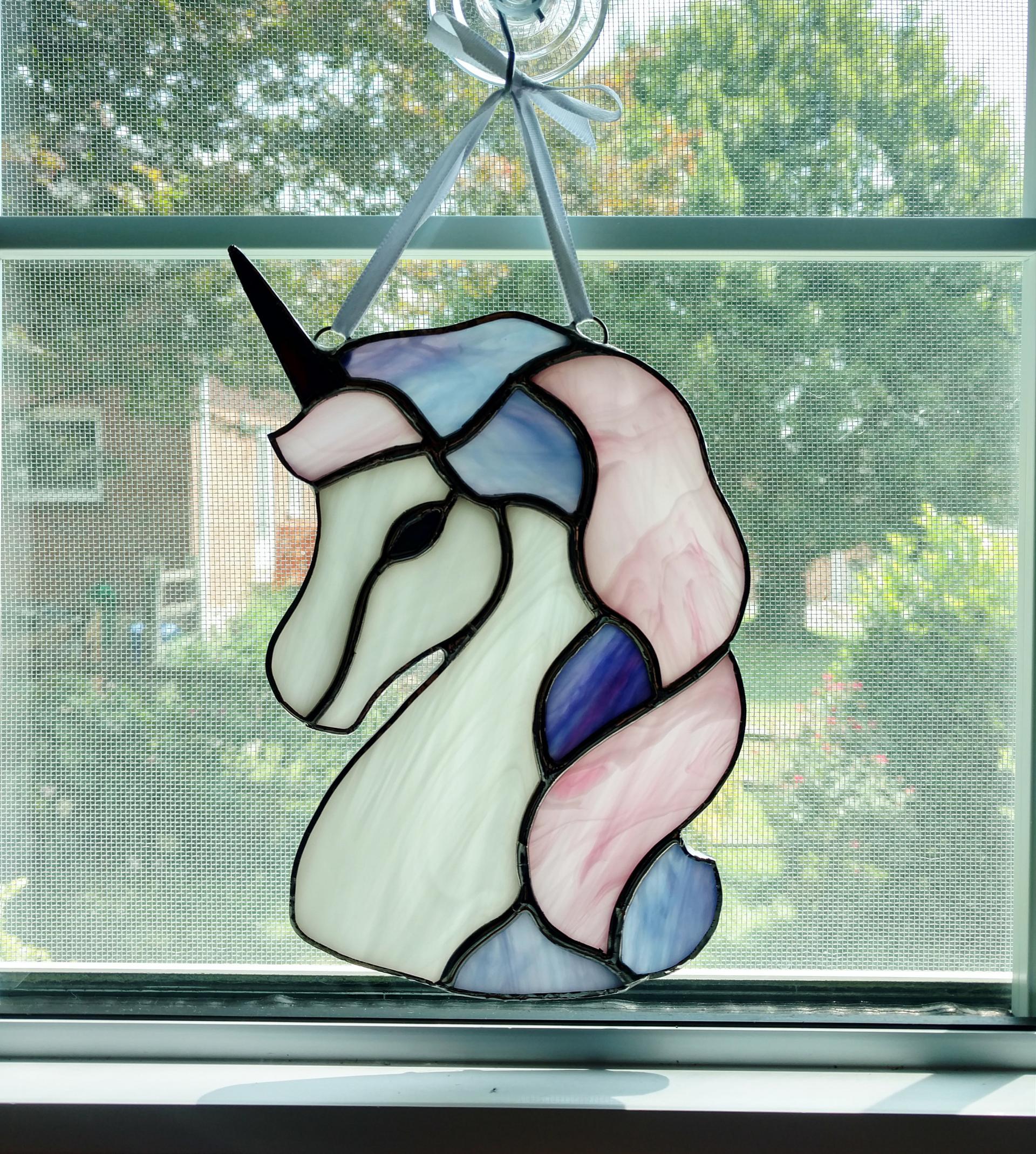 Unicorn Stained Glass Suncatcher