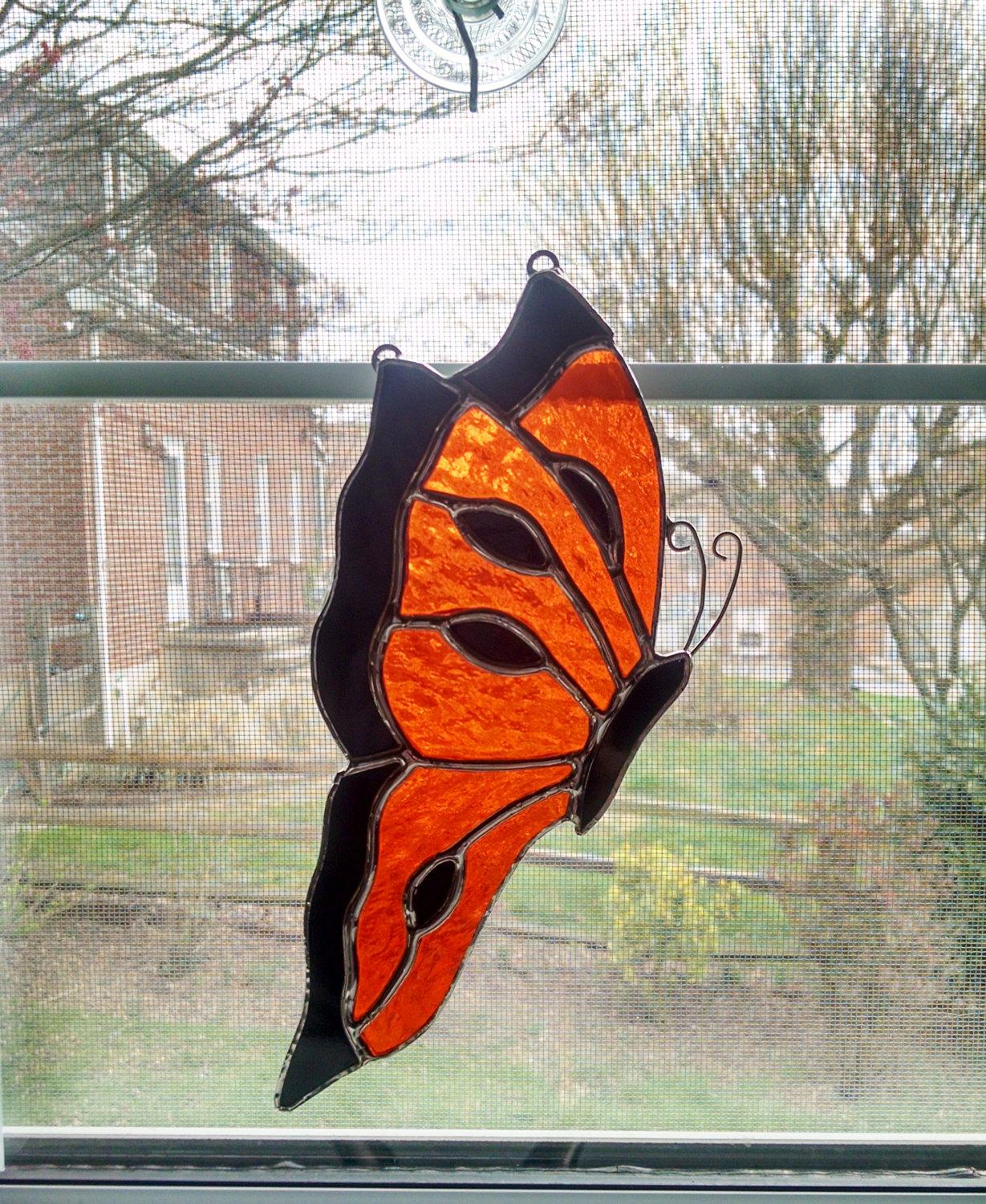 Monarch Butterfly Stained Glass Suncatcher