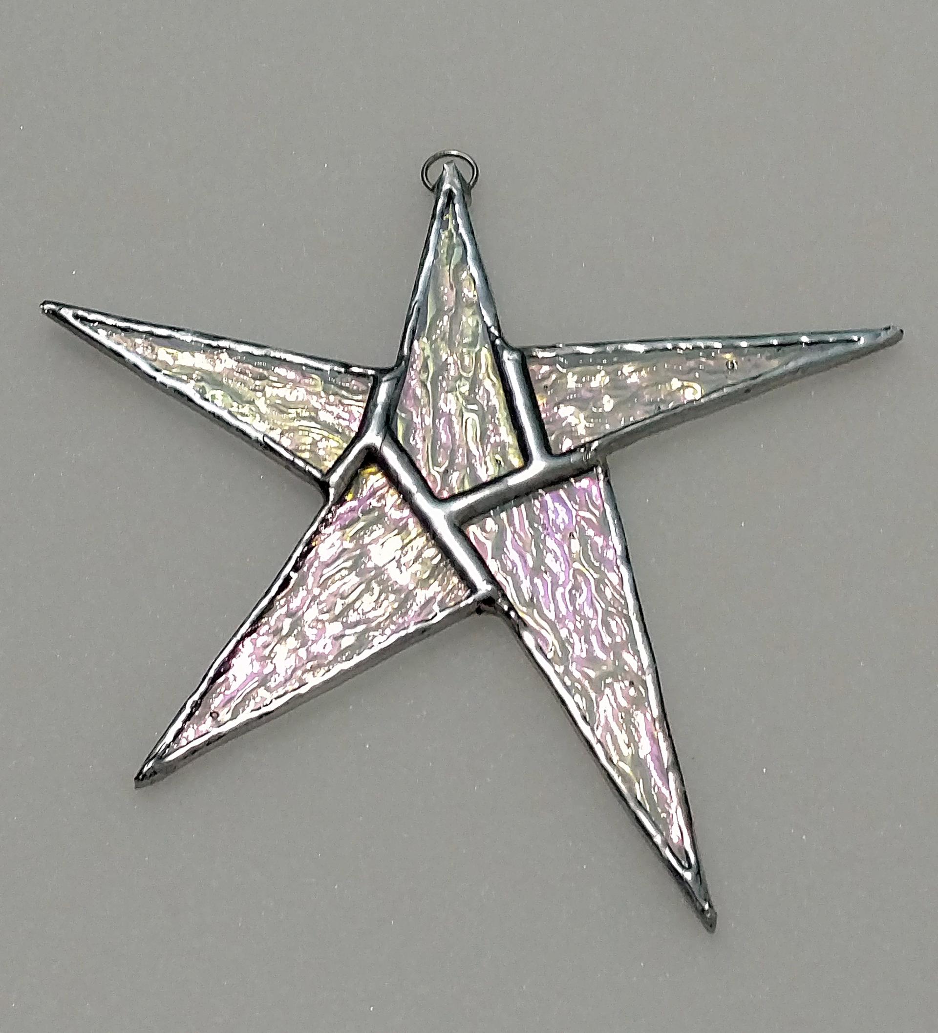 Iridescent Stained Glass Star Suncatcher, Custom Colors Available