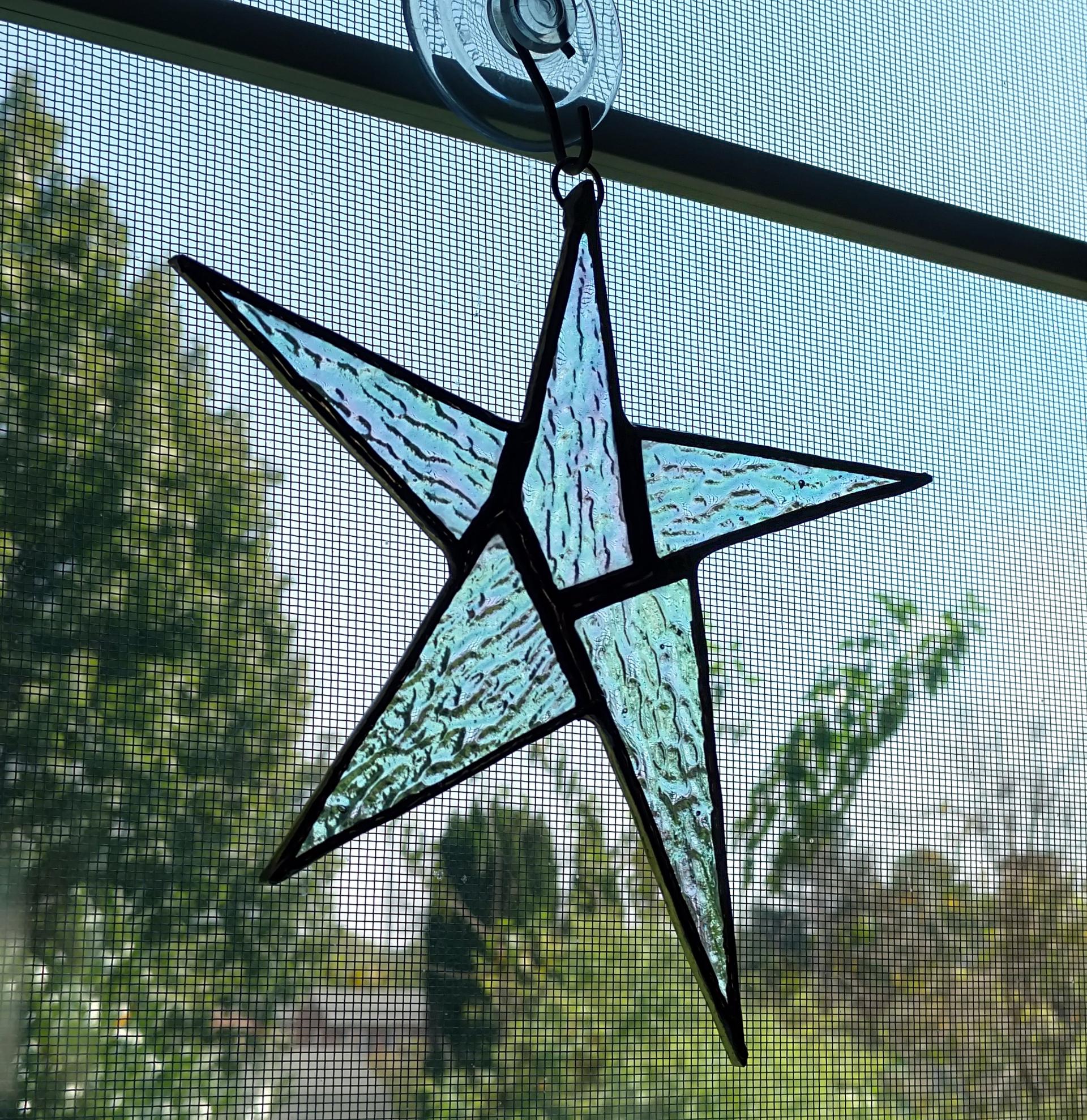 Iridescent Stained Glass Star Suncatcher, Custom Colors Available