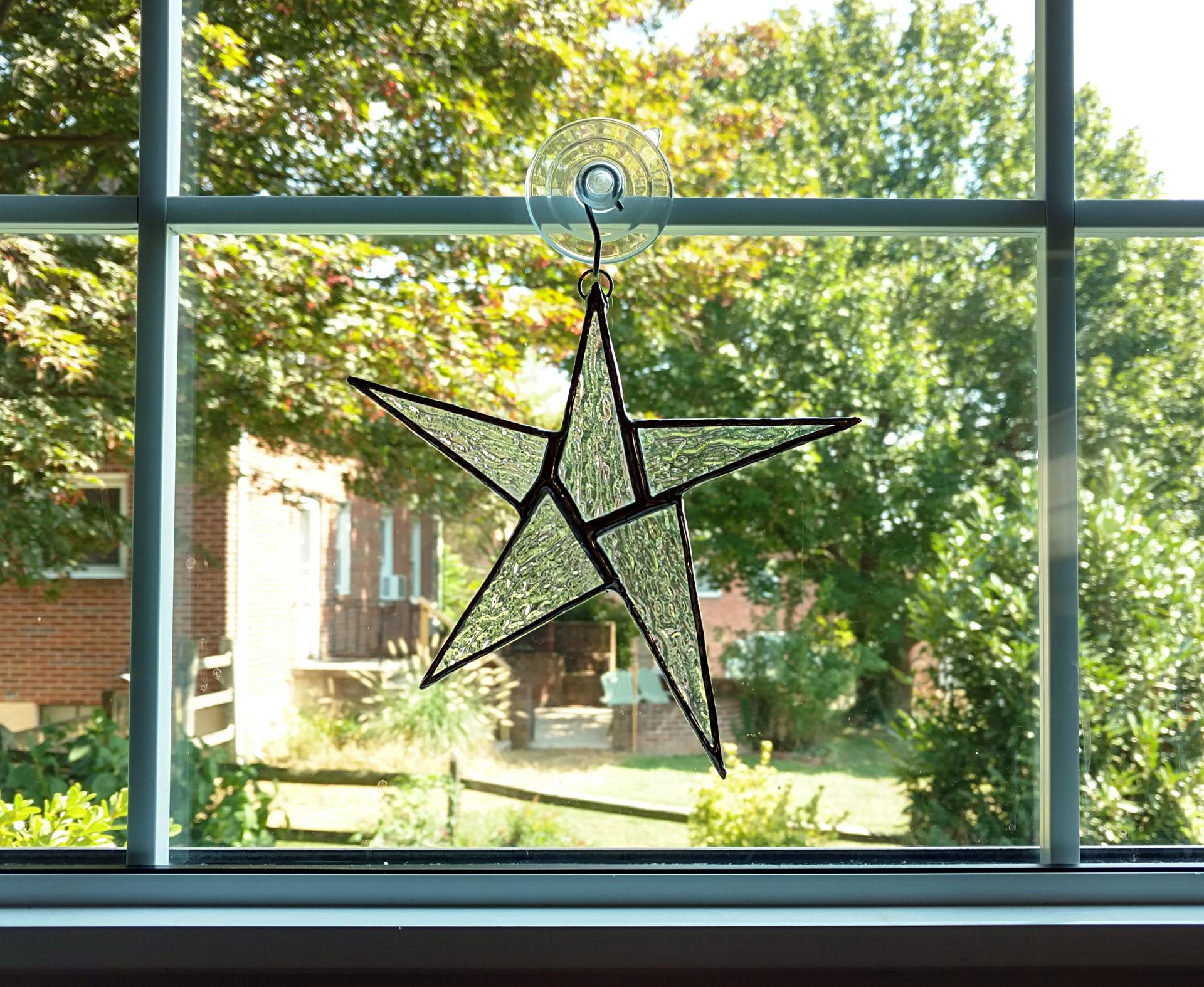 Iridescent Stained Glass Star Suncatcher, Custom Colors Available