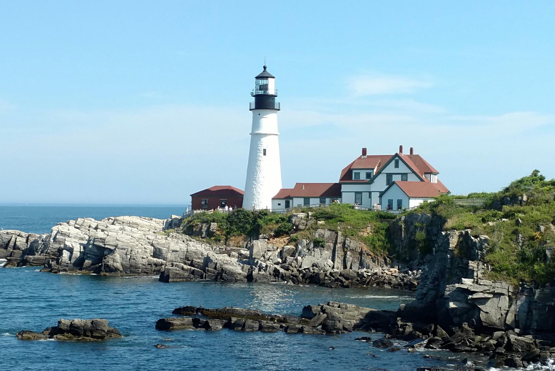 Maine Lighthouse Stained Glass Window Panel