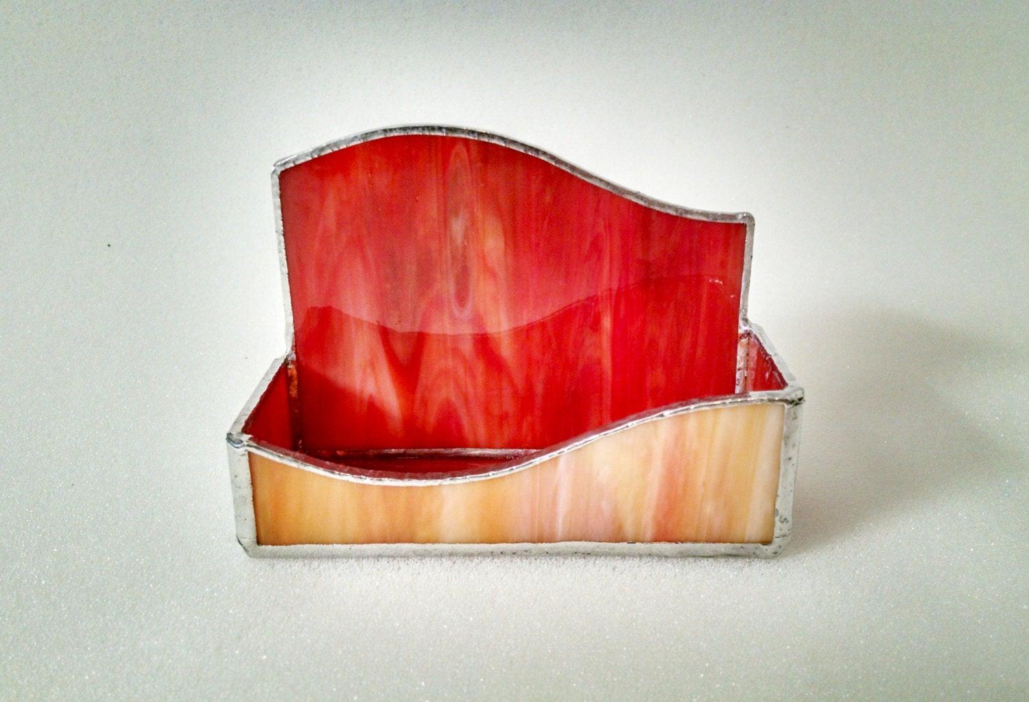 Stained Glass Business Card Holder, Custom Colors Stained Glass Your Way