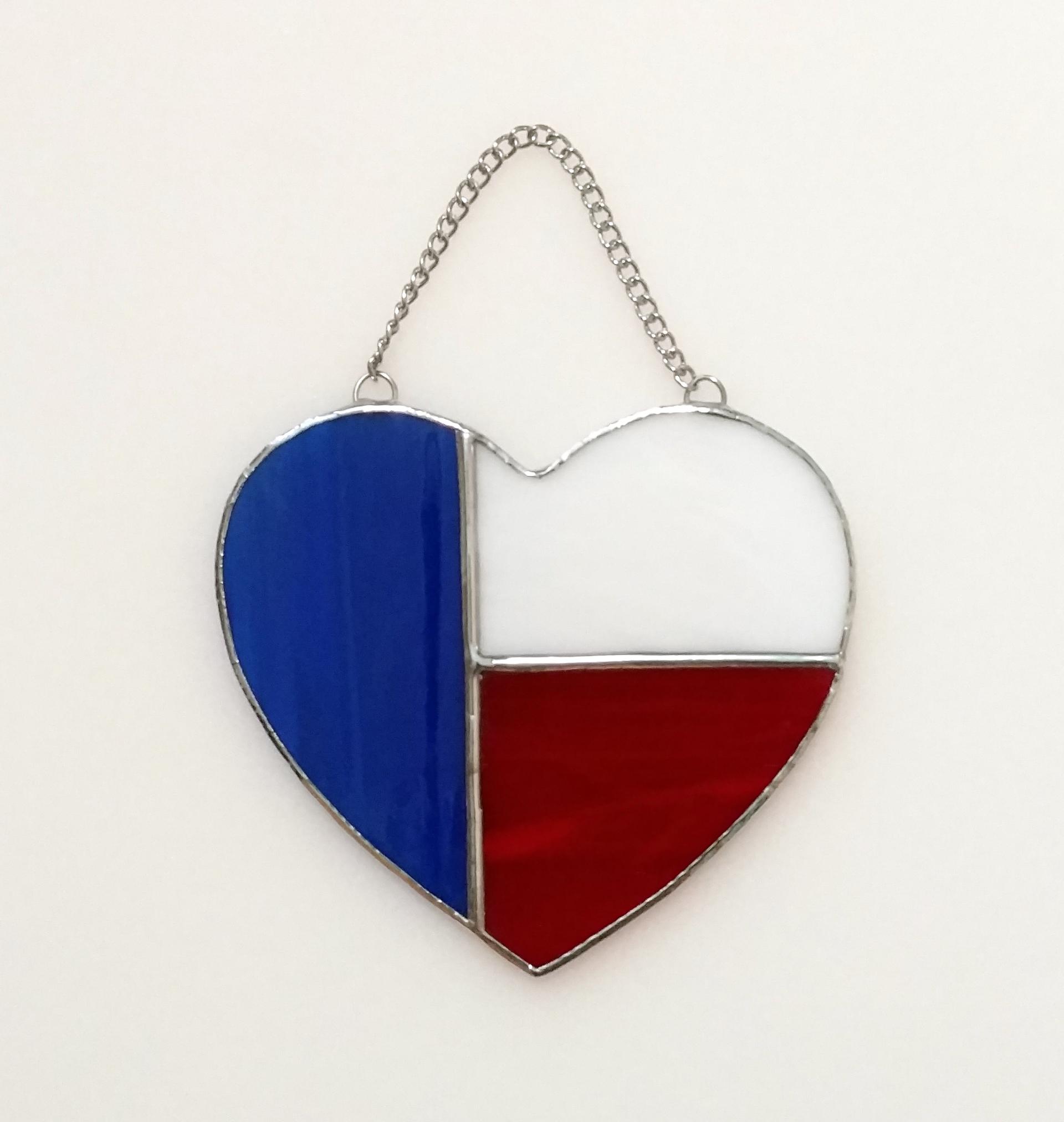 USA Heart Stained Glass Suncatcher