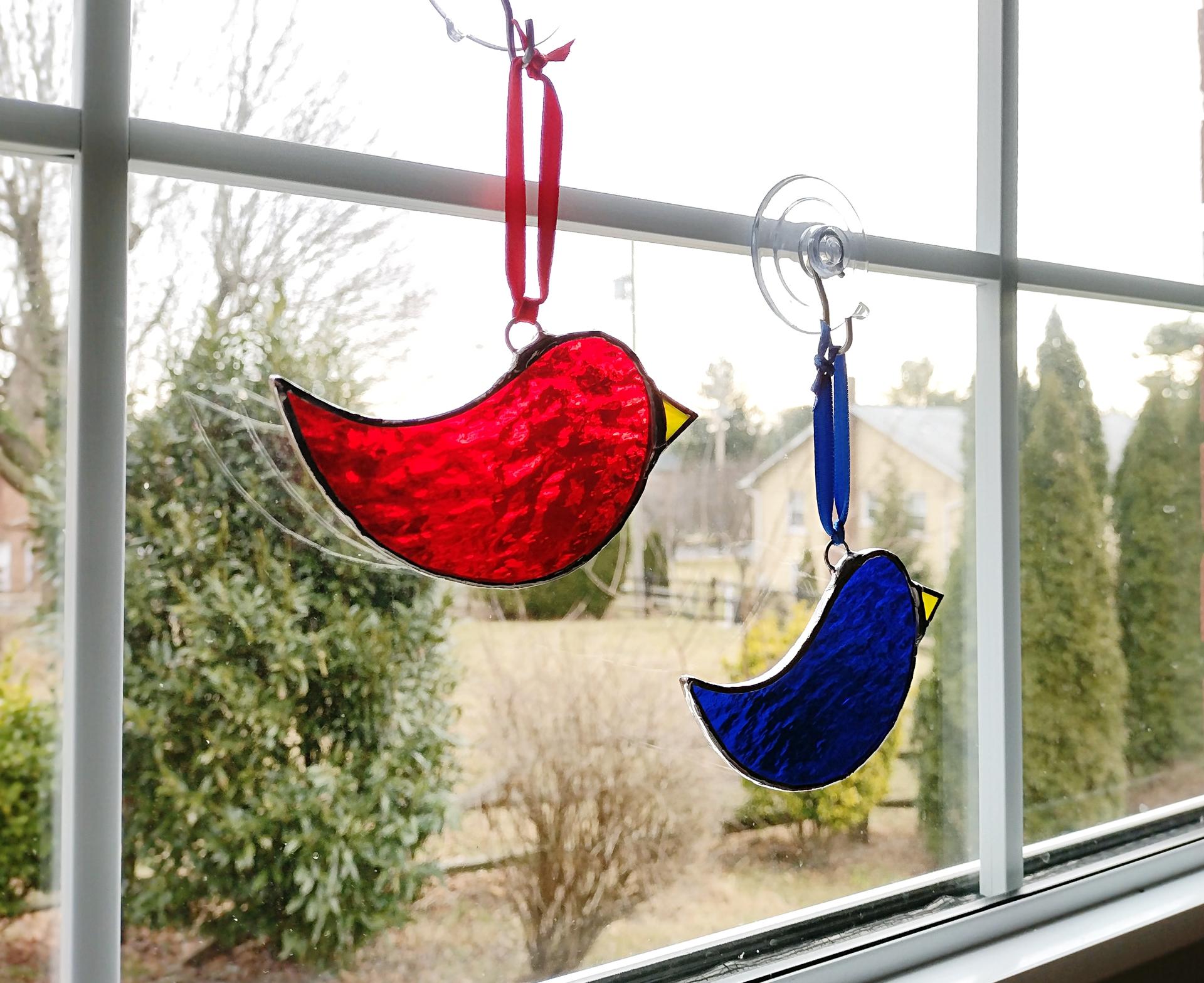 Stained Glass Bird Suncatcher, Custom Colors Available