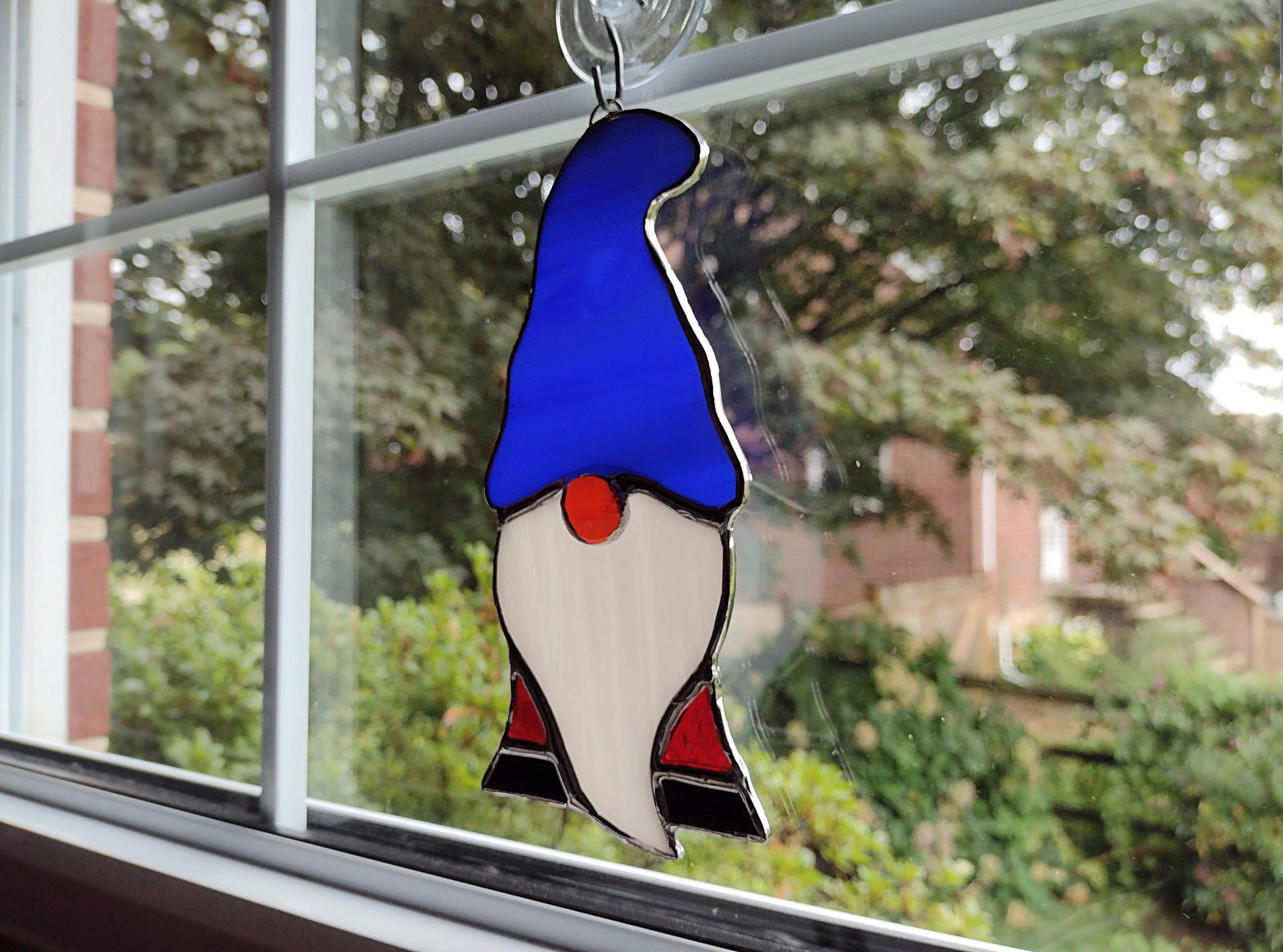 Patriotic Stained Glass Gnome / Elf Suncatcher