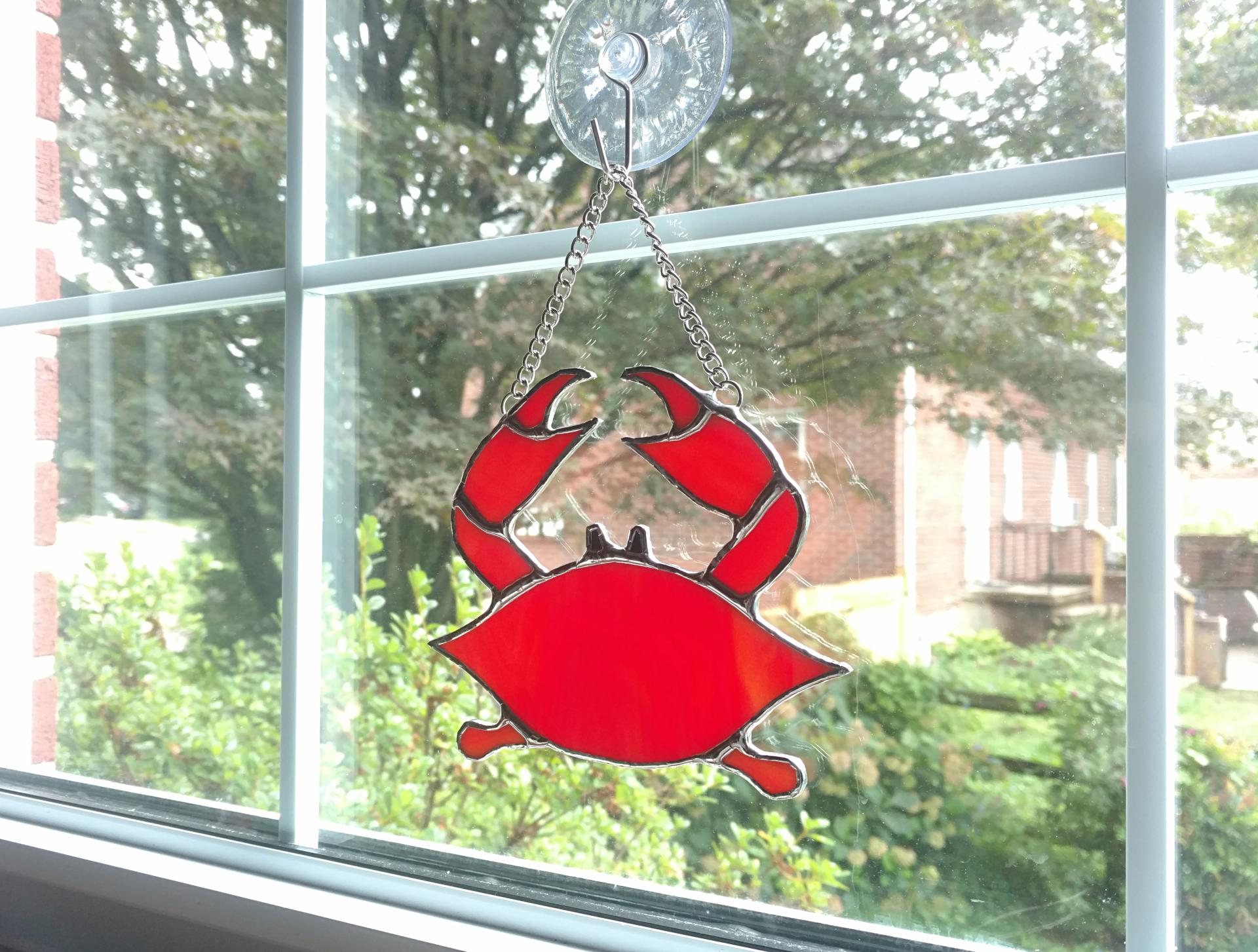Stained Glass Crab Suncatcher