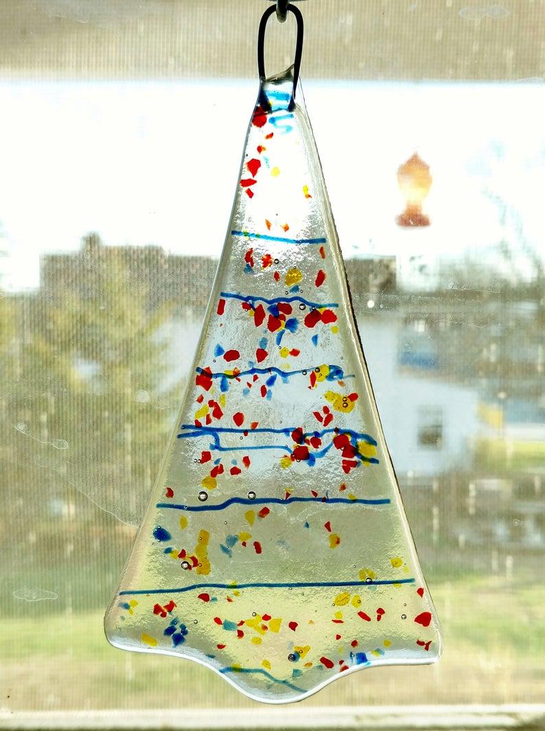 Fused Glass Christmas Tree Suncatcher / Ornament