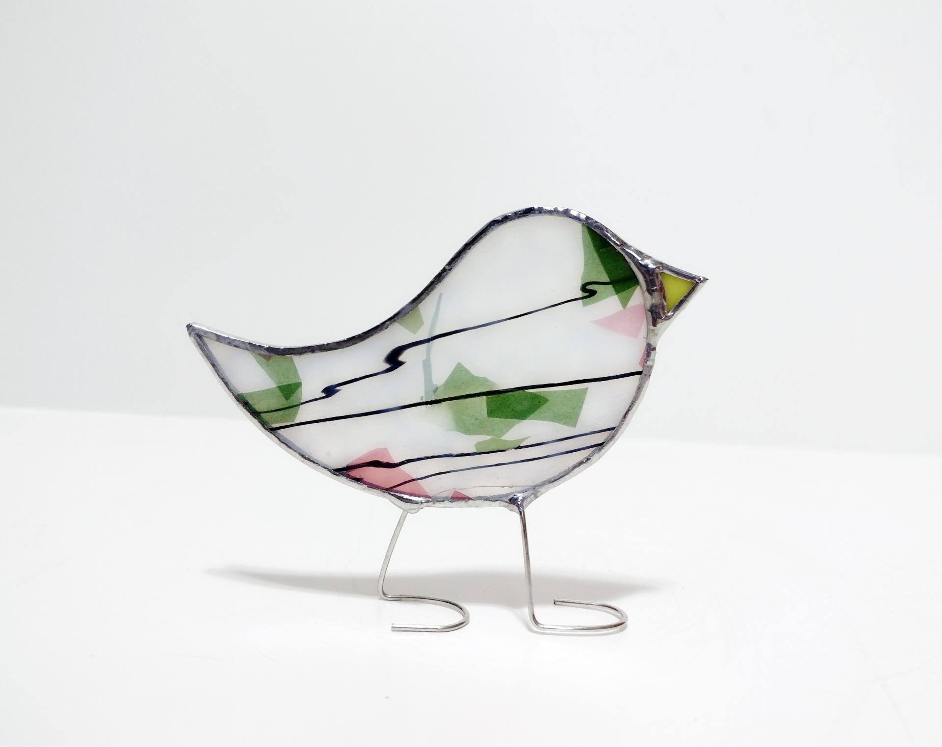 Stained Glass Standing Bird, Confetti Glass