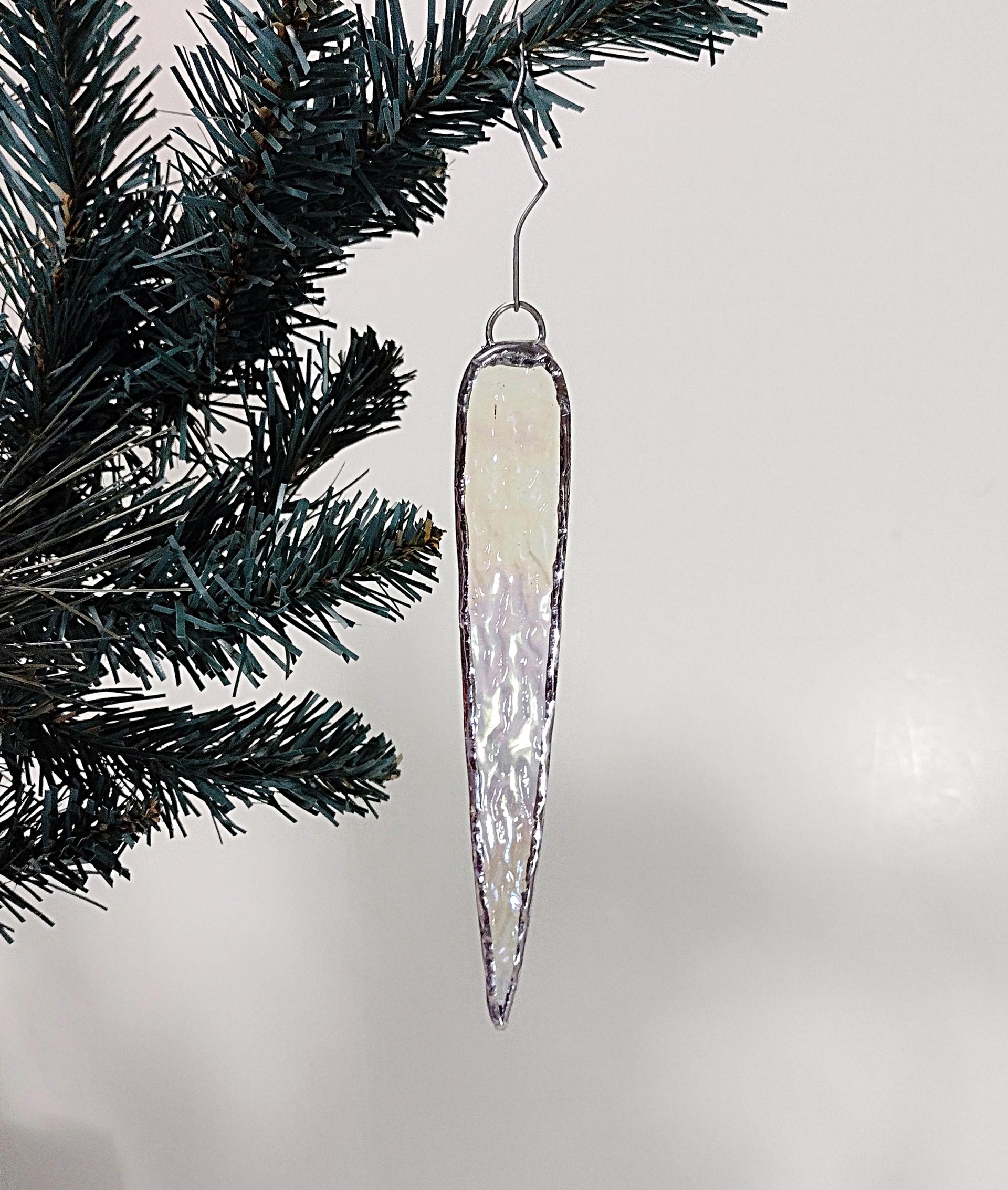 Stained Glass Icicle Christmas Tree Ornaments, Set of Three