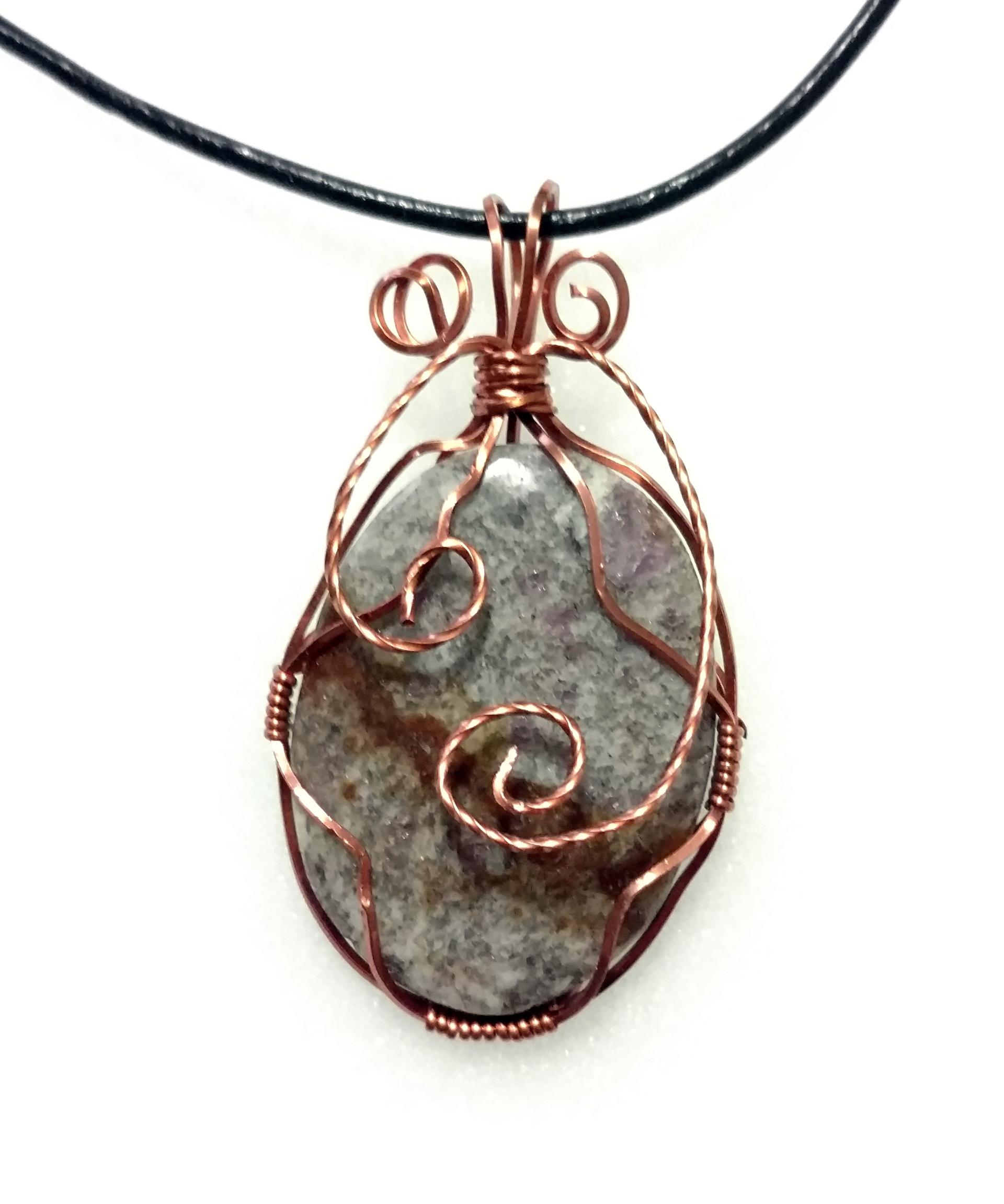 Copper Wire Wrapped Jasper Pendant