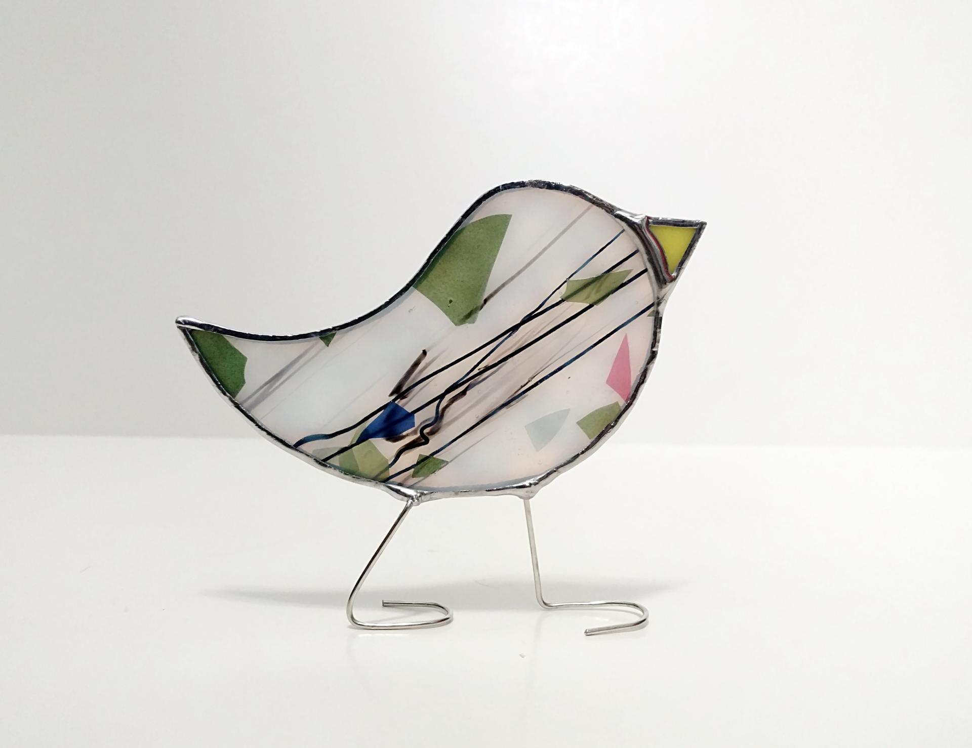 Stained Glass Standing Bird, Confetti Glass