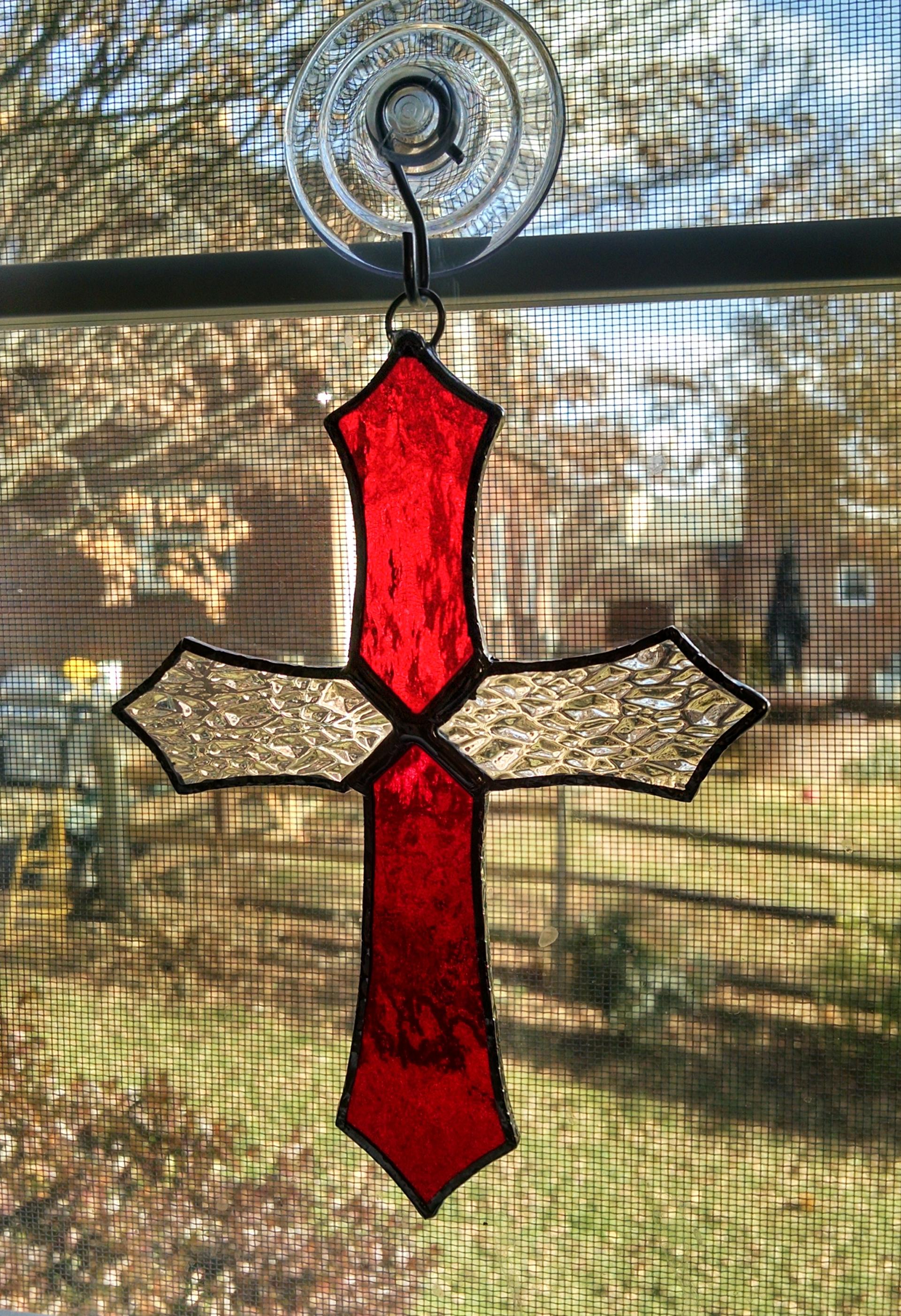 Stained Glass Cross Suncatcher