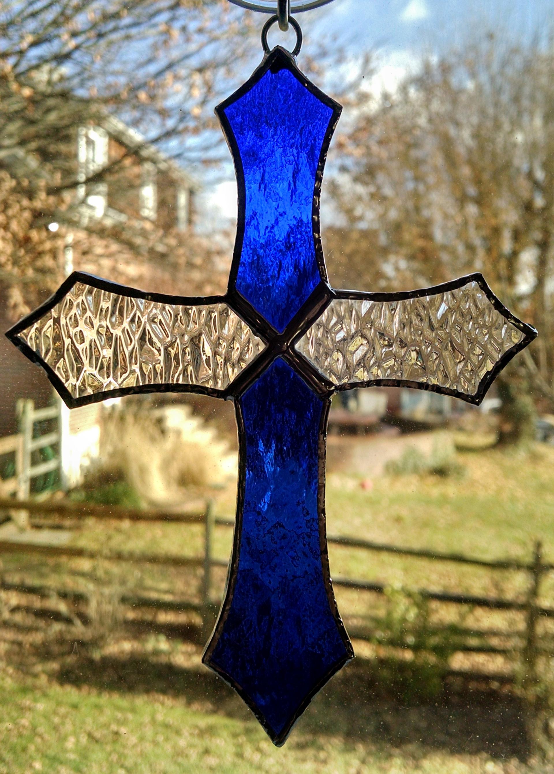 Stained Glass Cross Suncatcher