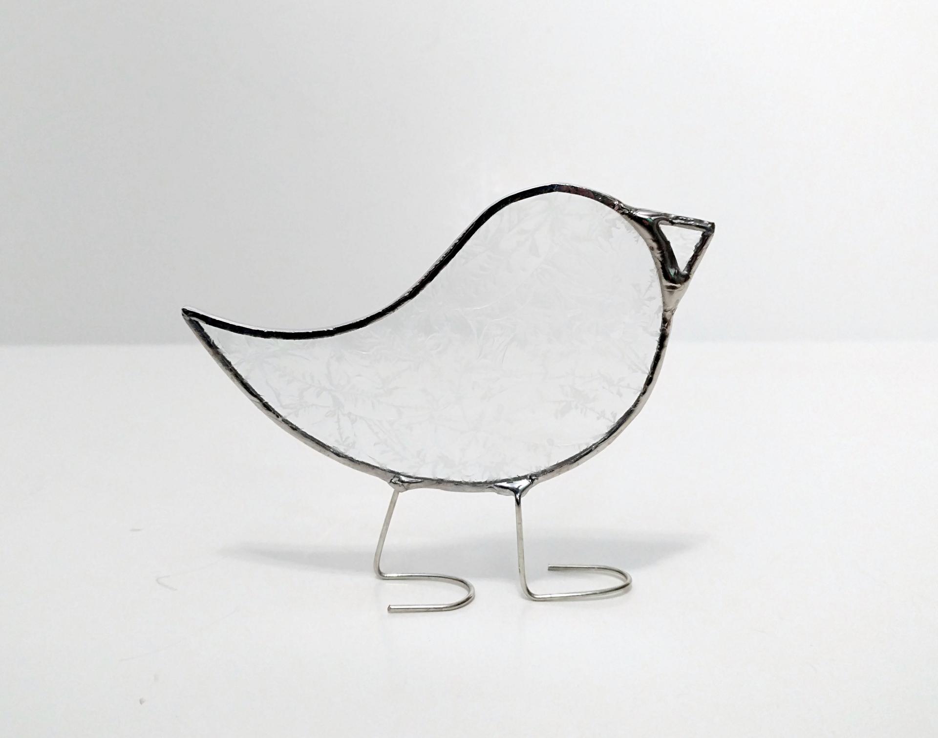 Stained Glass Standing Bird, Clear Glue Chip Glass