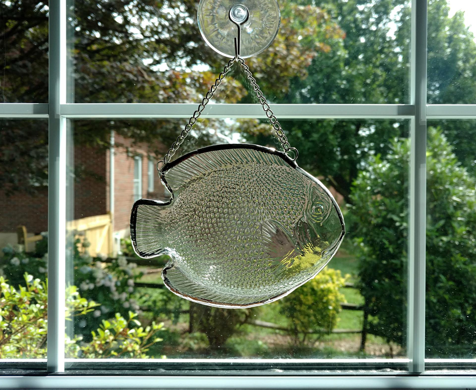 Vintage Arcoroc Fish Plate Window Hanging