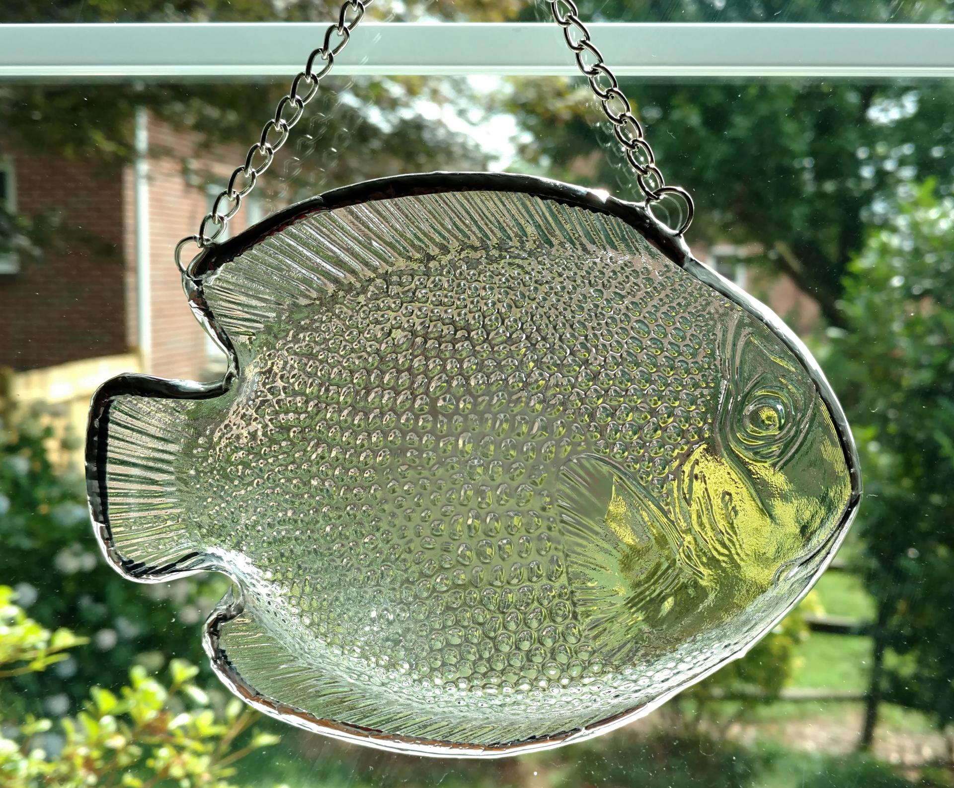 Vintage Arcoroc Fish Plate Window Hanging