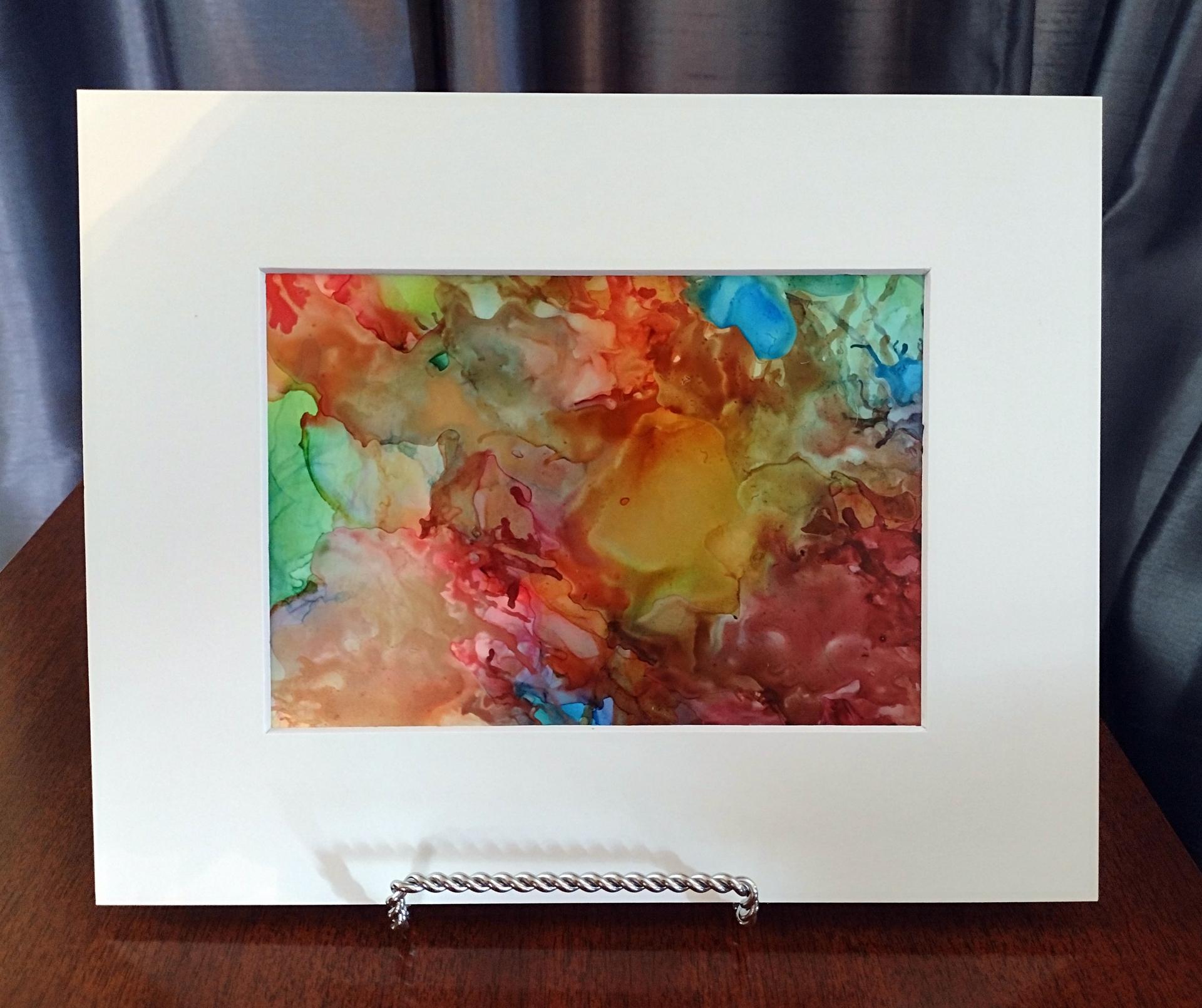 Abstract Resin + Alcohol Ink + Glass Glitter Watercolor Style Rainbow Wall  Art, 24×24 inch Gallery