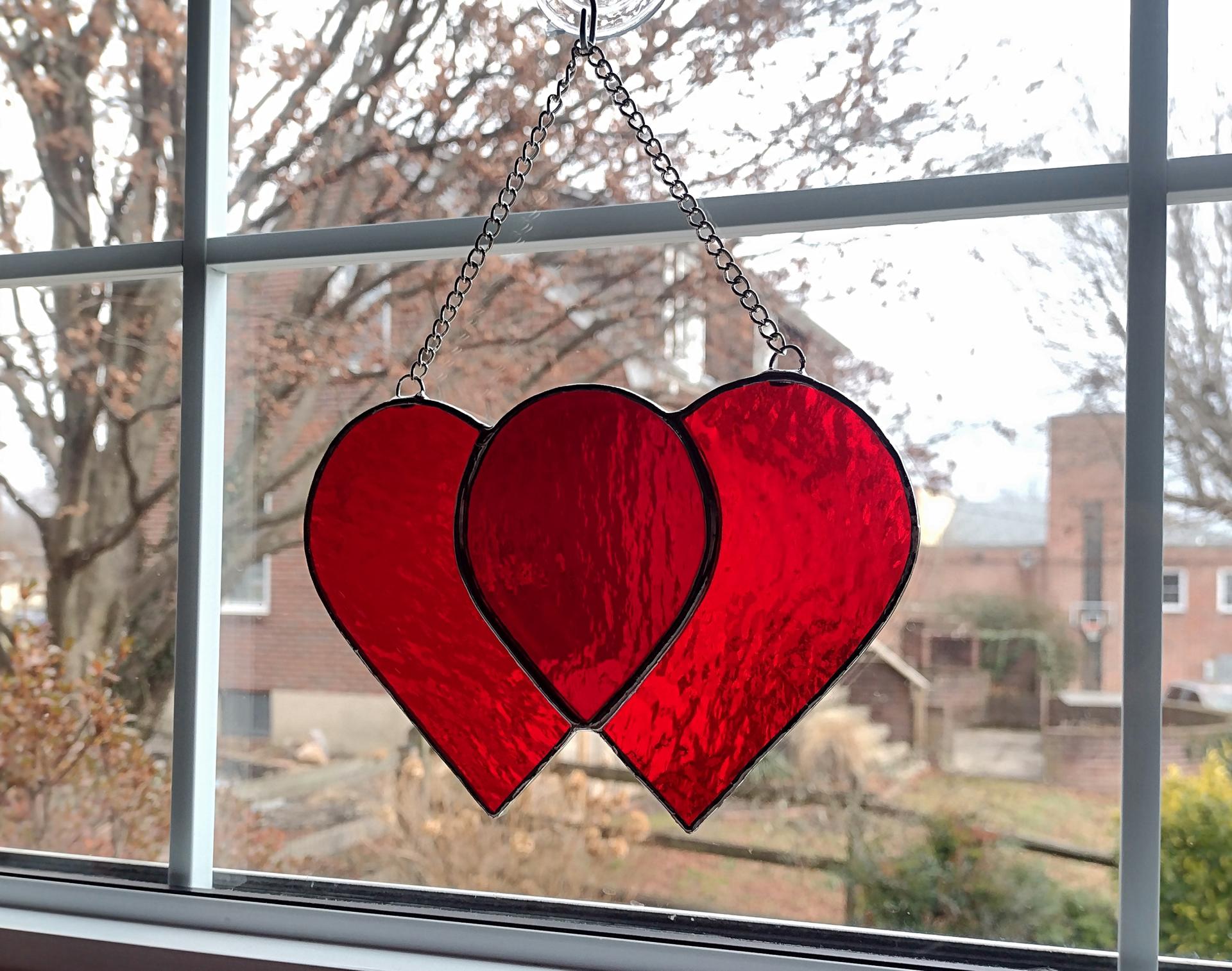 Entwined Hearts Stained Glass Suncatcher