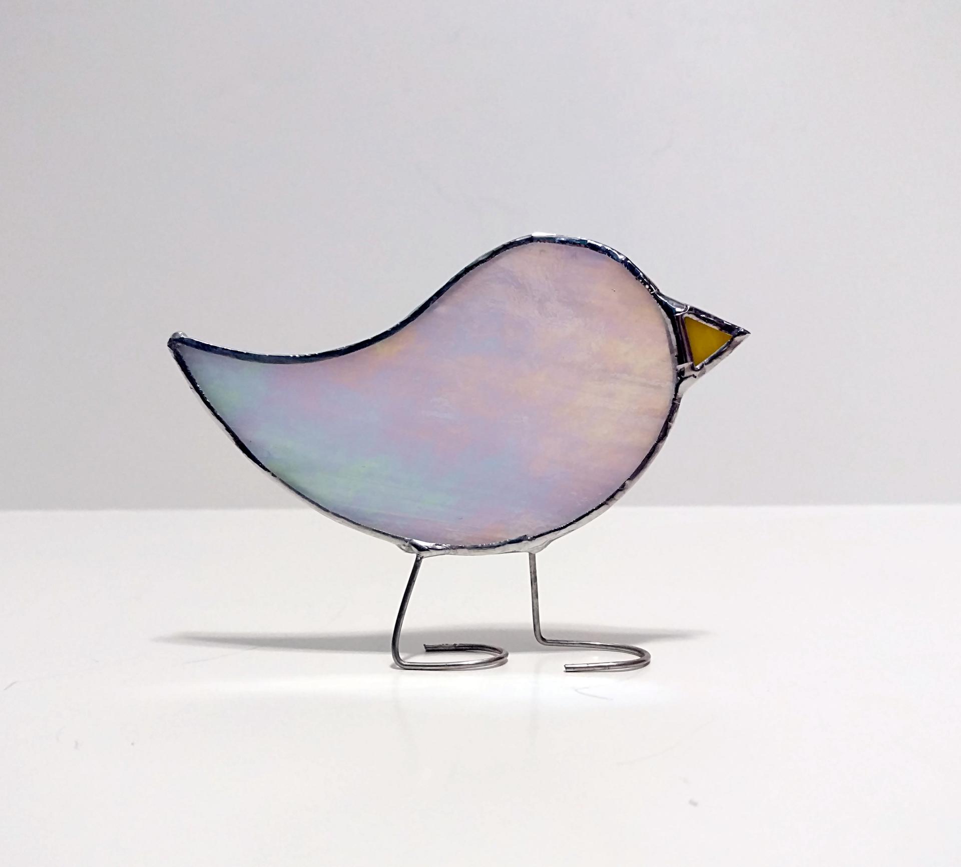 Stained Glass Standing Bird, Rainbow Iridescent