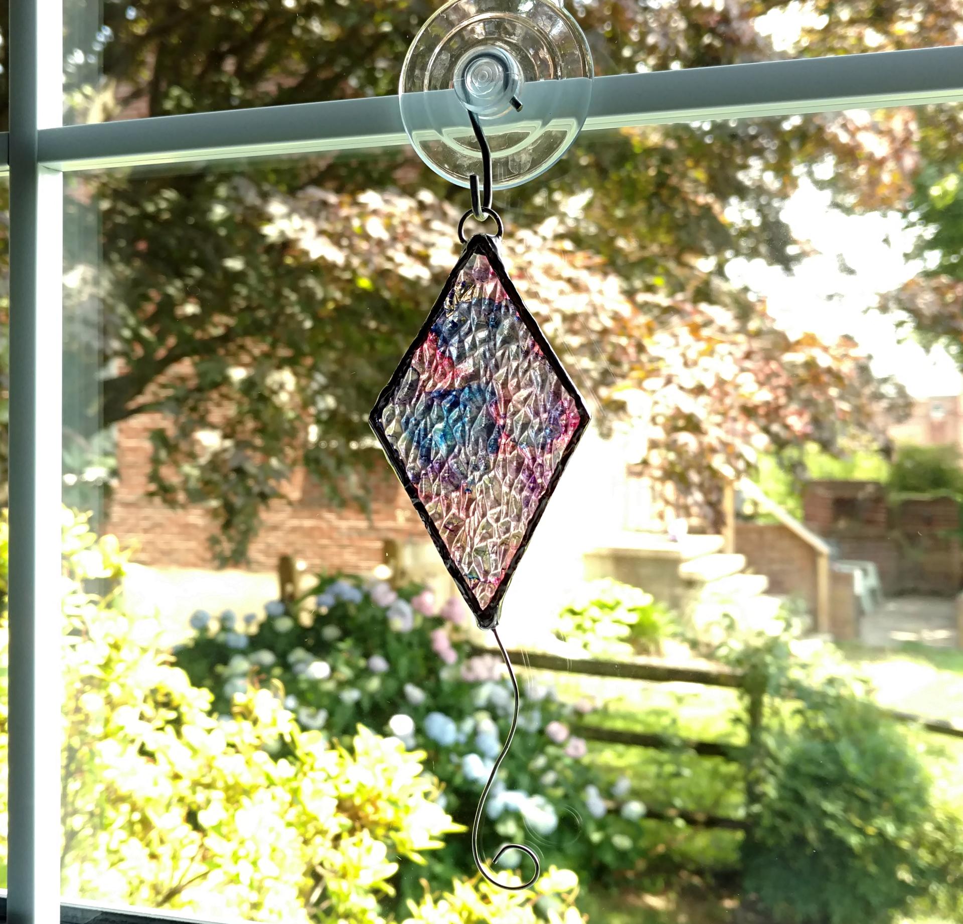 Stained Glass Kite Suncatcher, Alcohol Ink on Glass