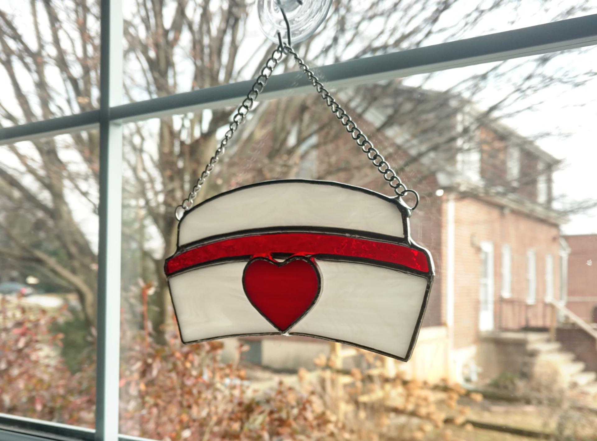 Nurse's Hat Stained Glass Suncatcher, Nurse Appreciation Gift