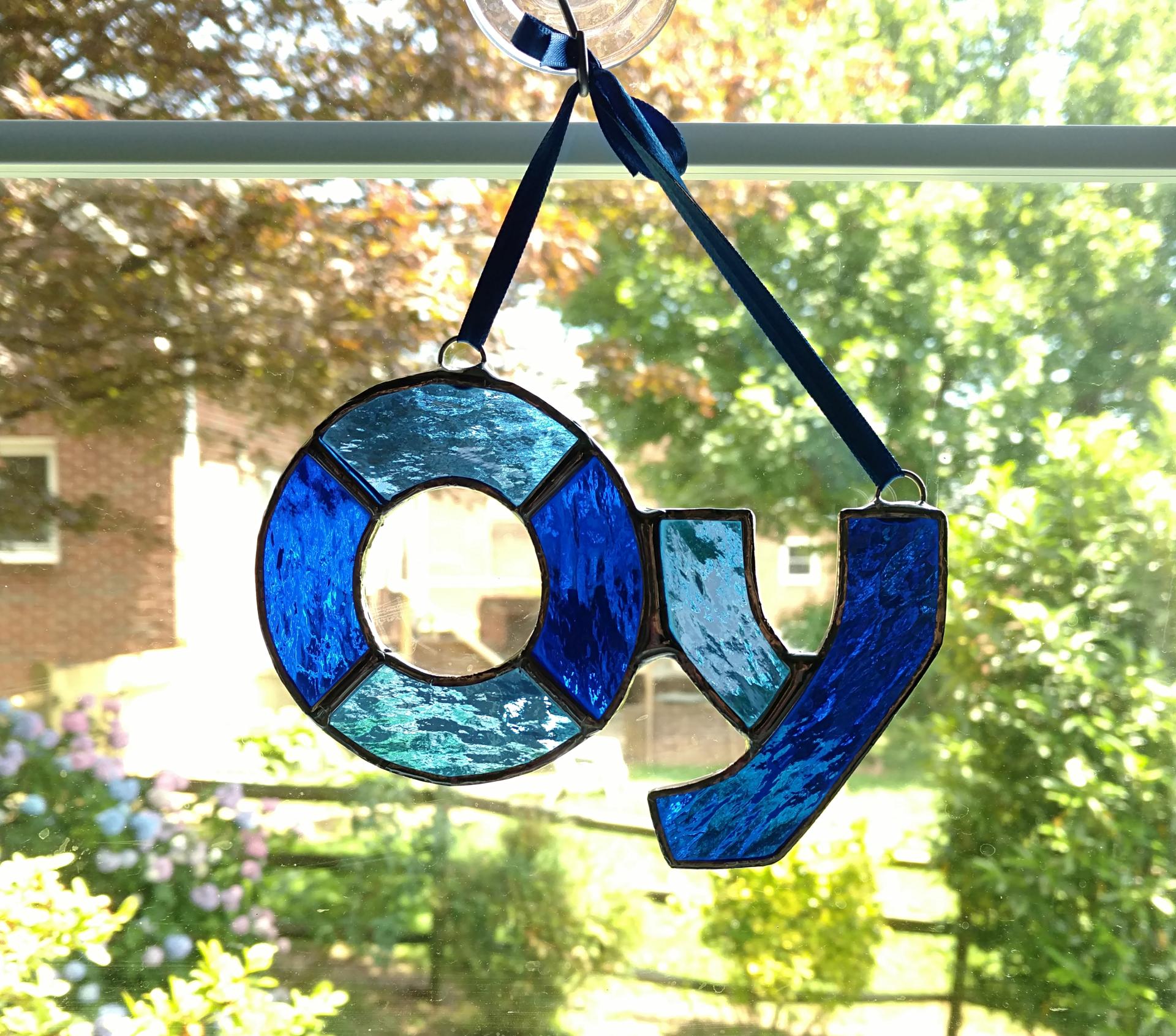 Oy Stained Glass Suncatcher, Custom Colors Available