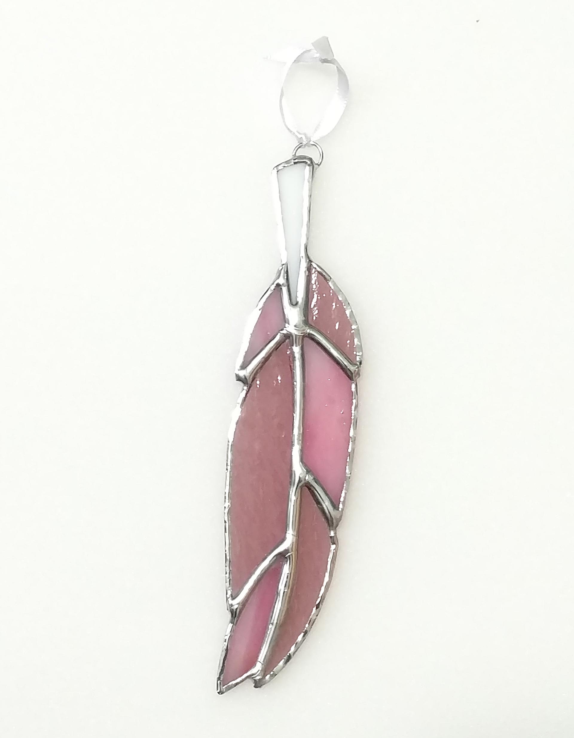 Stained Glass Feather Suncatcher, Pink