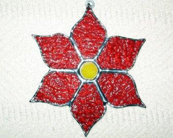 Poinsettia Stained Glass Suncatcher