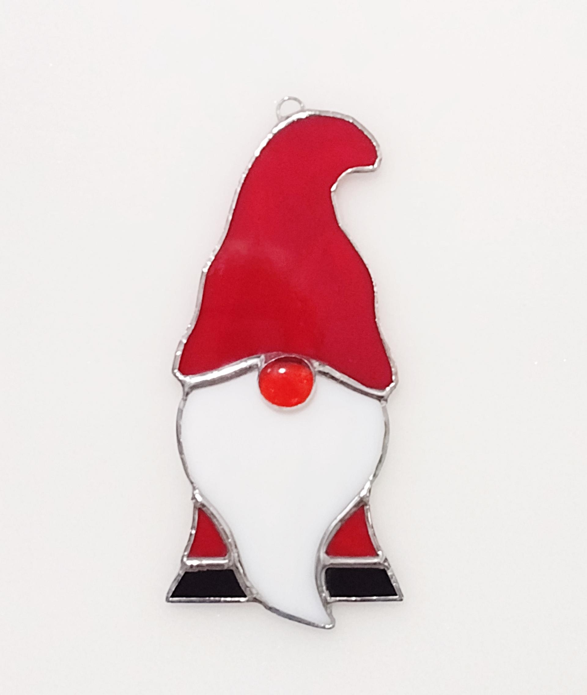 Santa Claus Stained Glass Gnome / Elf Suncatcher