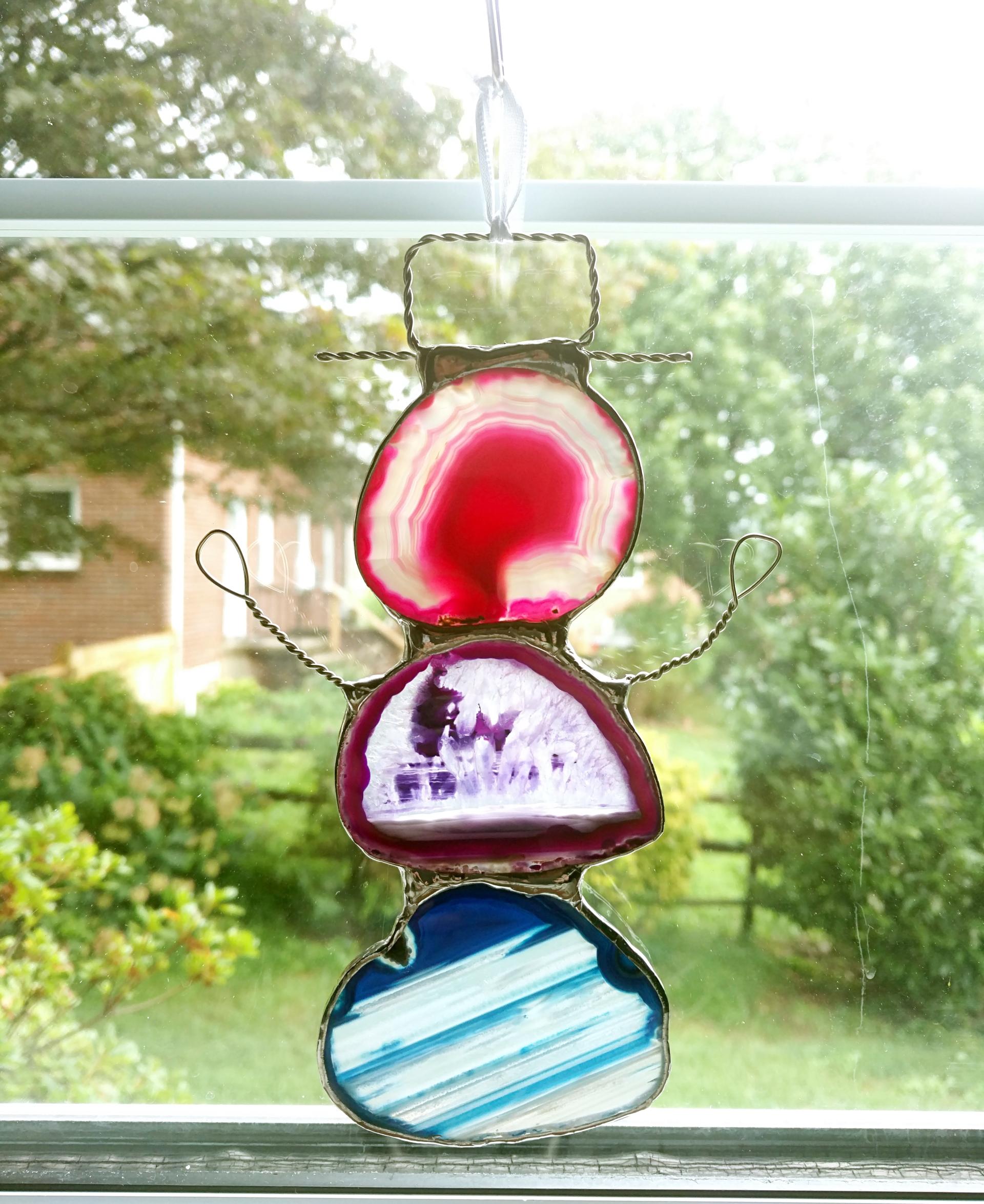 Agate Geode Snowman Suncatcher