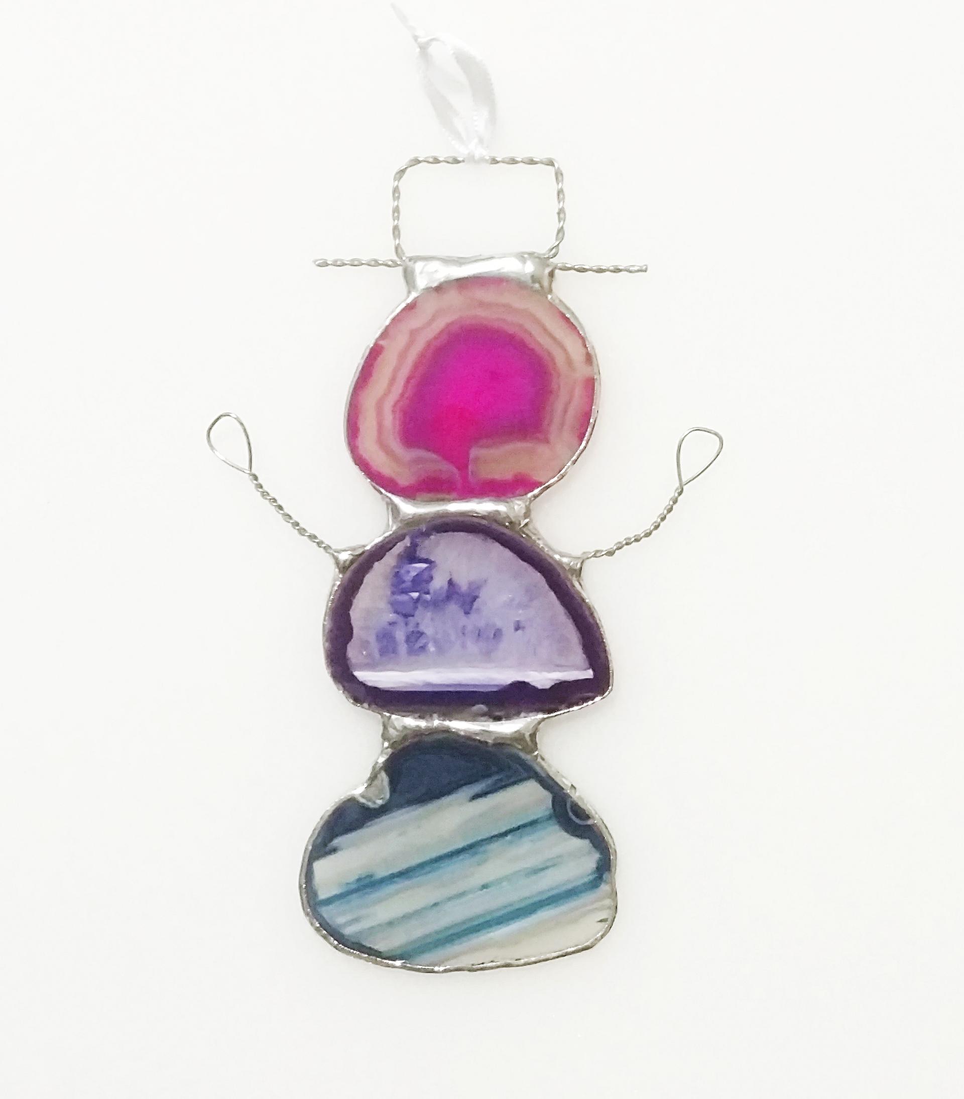 Agate Geode Snowman Suncatcher