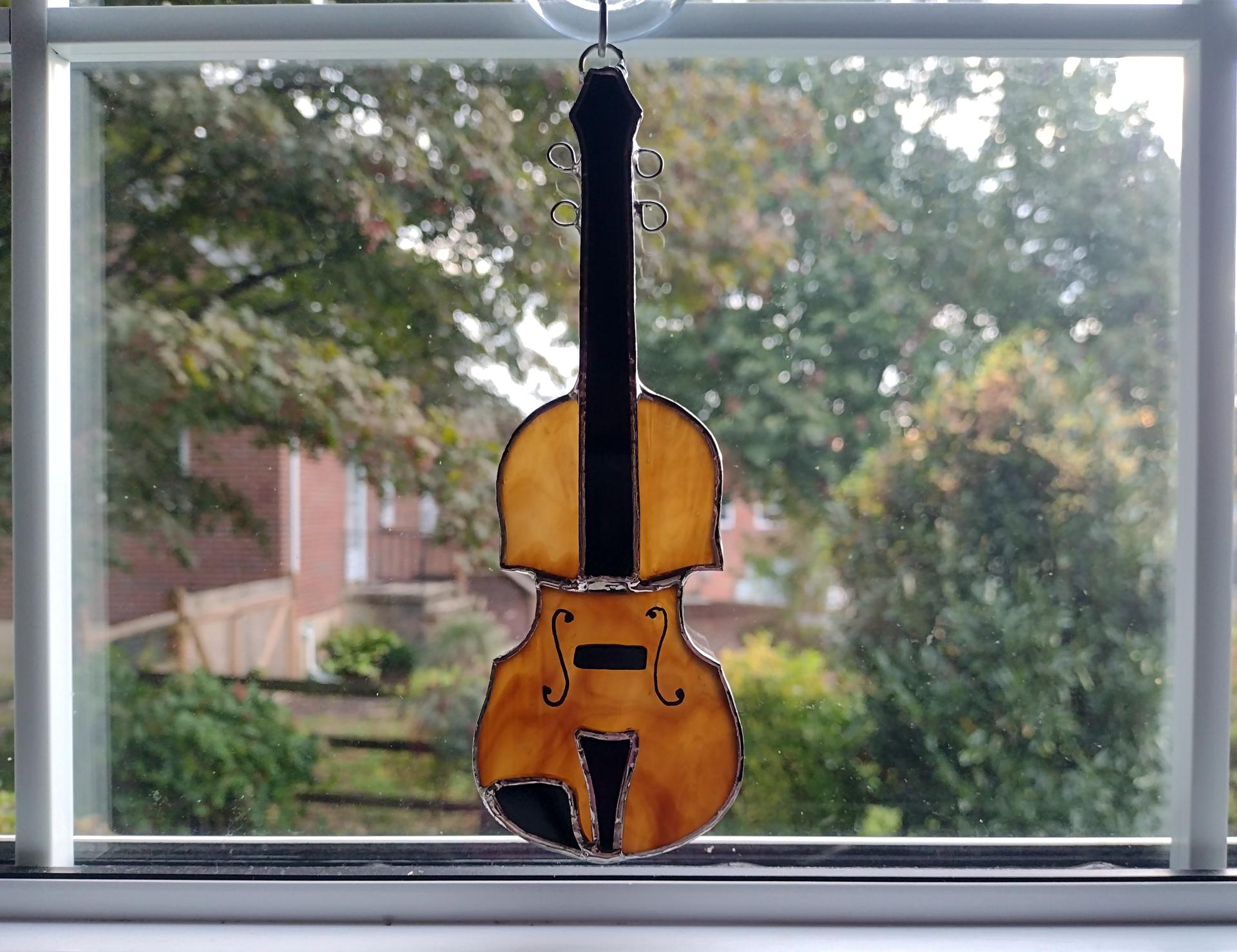 Stained Glass Violin Suncatcher