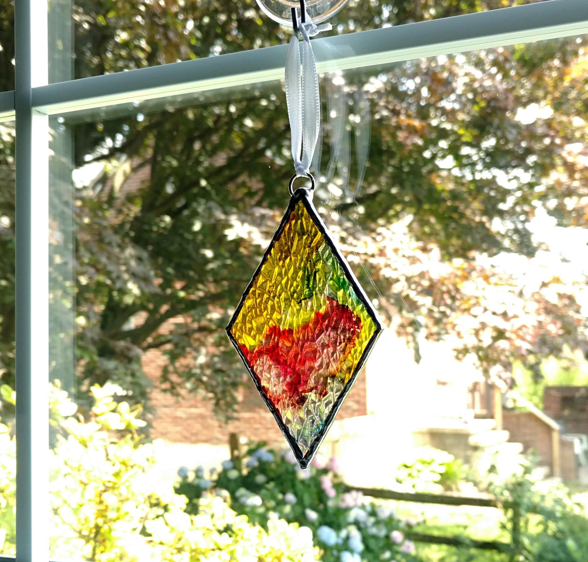 Alcohol Ink Diamond Suncatcher, Rainbow Colors