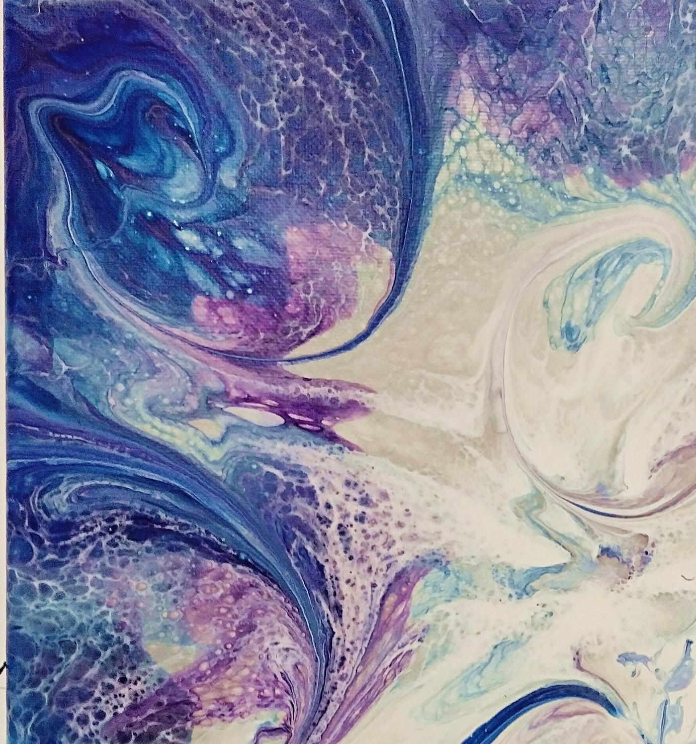 Alcohol Ink Painting, 8 x 10 Matted to 11 x 14, Purple and Blue