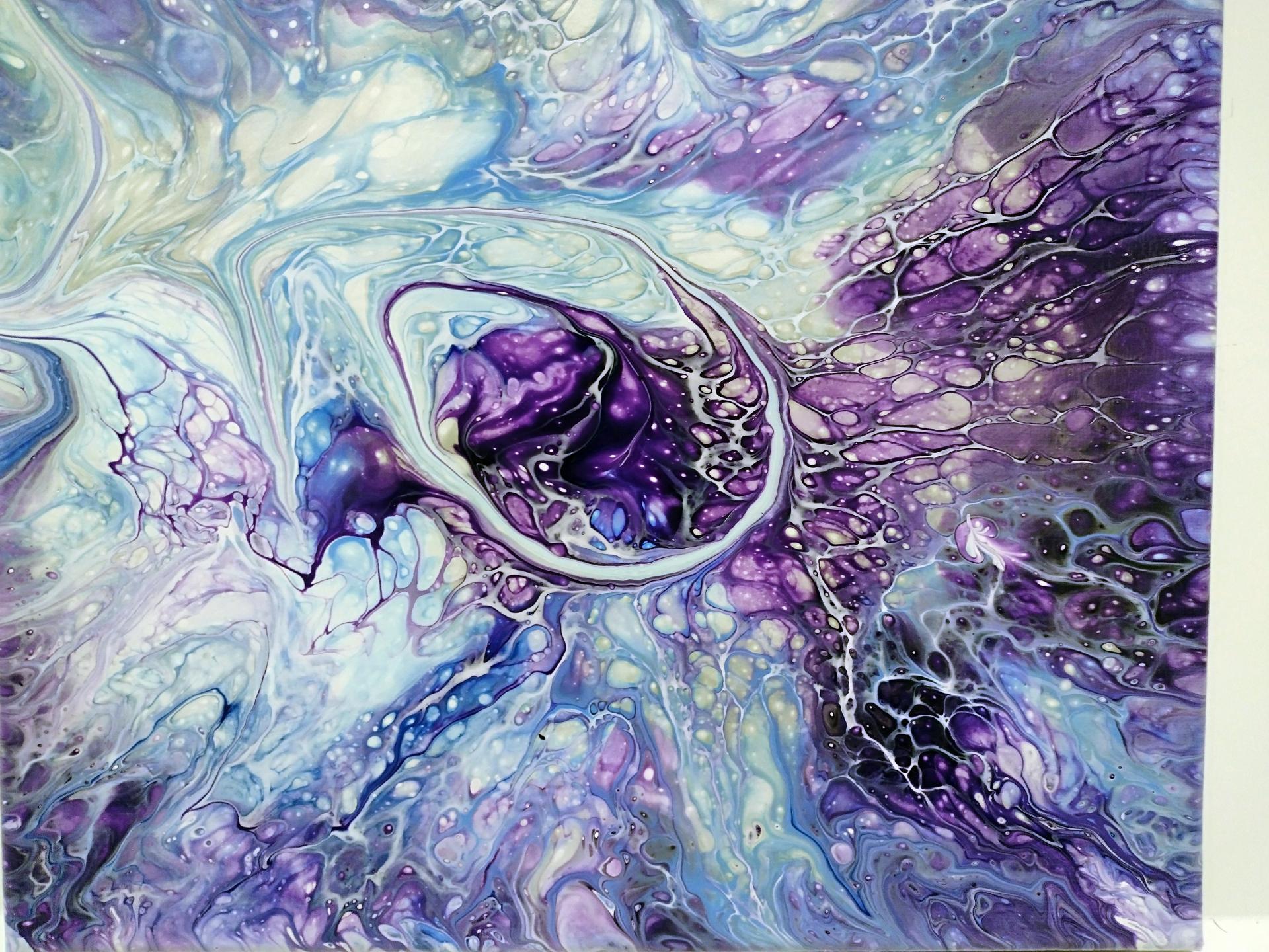 Blue and Purple Swirl II Abstract Acrylic Painting, 12" x 12"