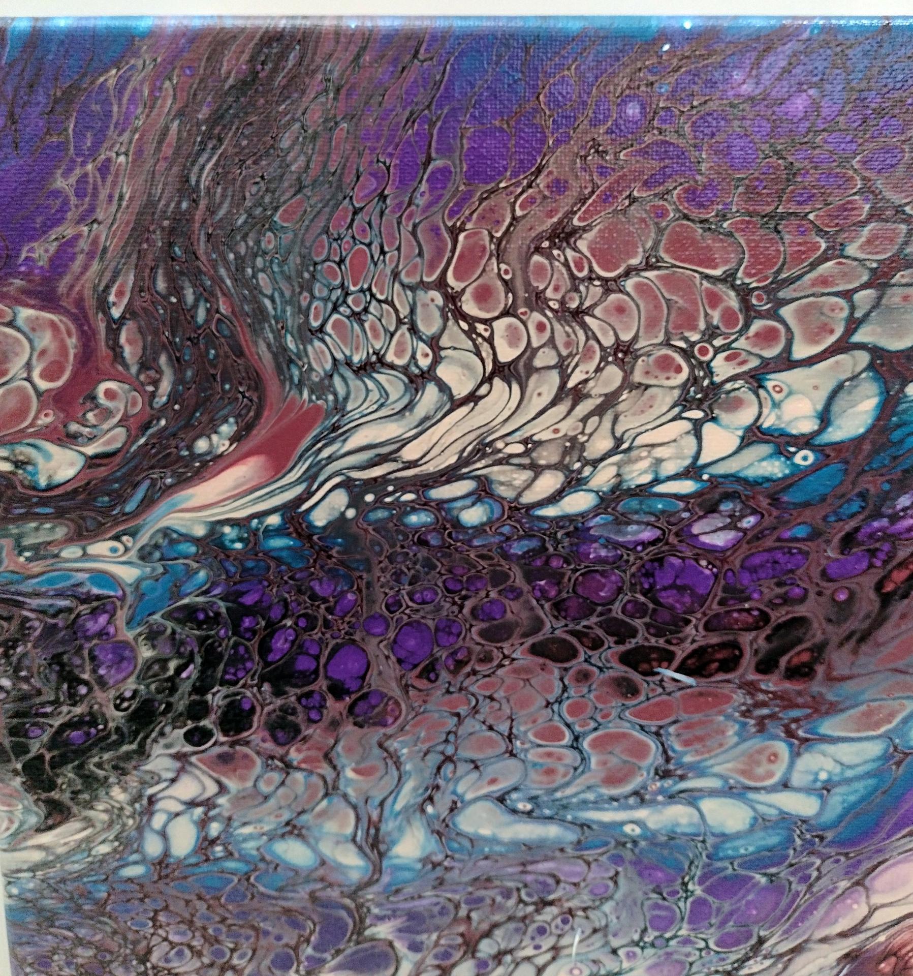 Purple, Pink, and Blue Abstract Original Acrylic Pour Painting, 9" x 12", Fluid Art Painting