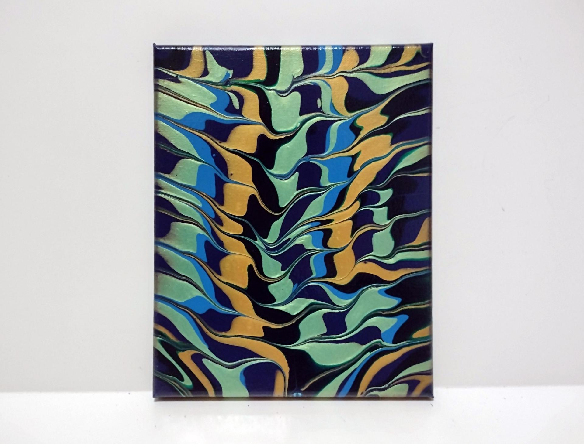 Pearlized Psychedelic Abstract Original Acrylic Painting, 8" x 10"