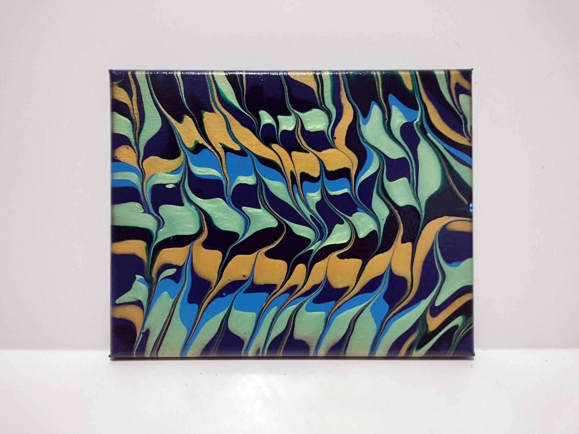 Pearlized Psychedelic Abstract Original Acrylic Painting, 8" x 10"