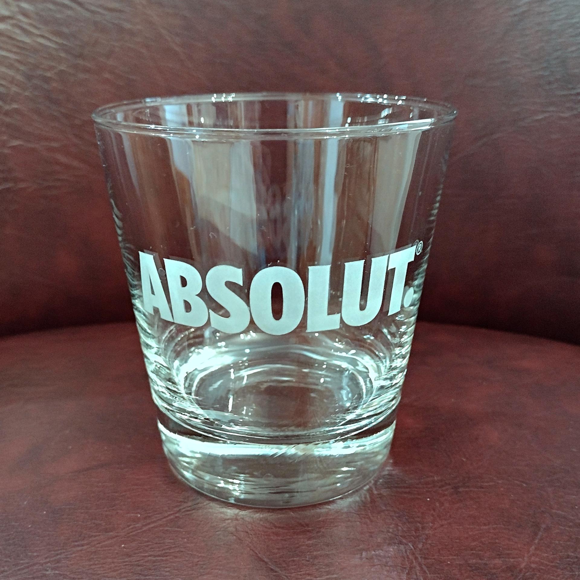 Vintage Absolut Vodka Rocks Lowball Glass,  Promotional Lowball Whiskey Old Fashioned Glass