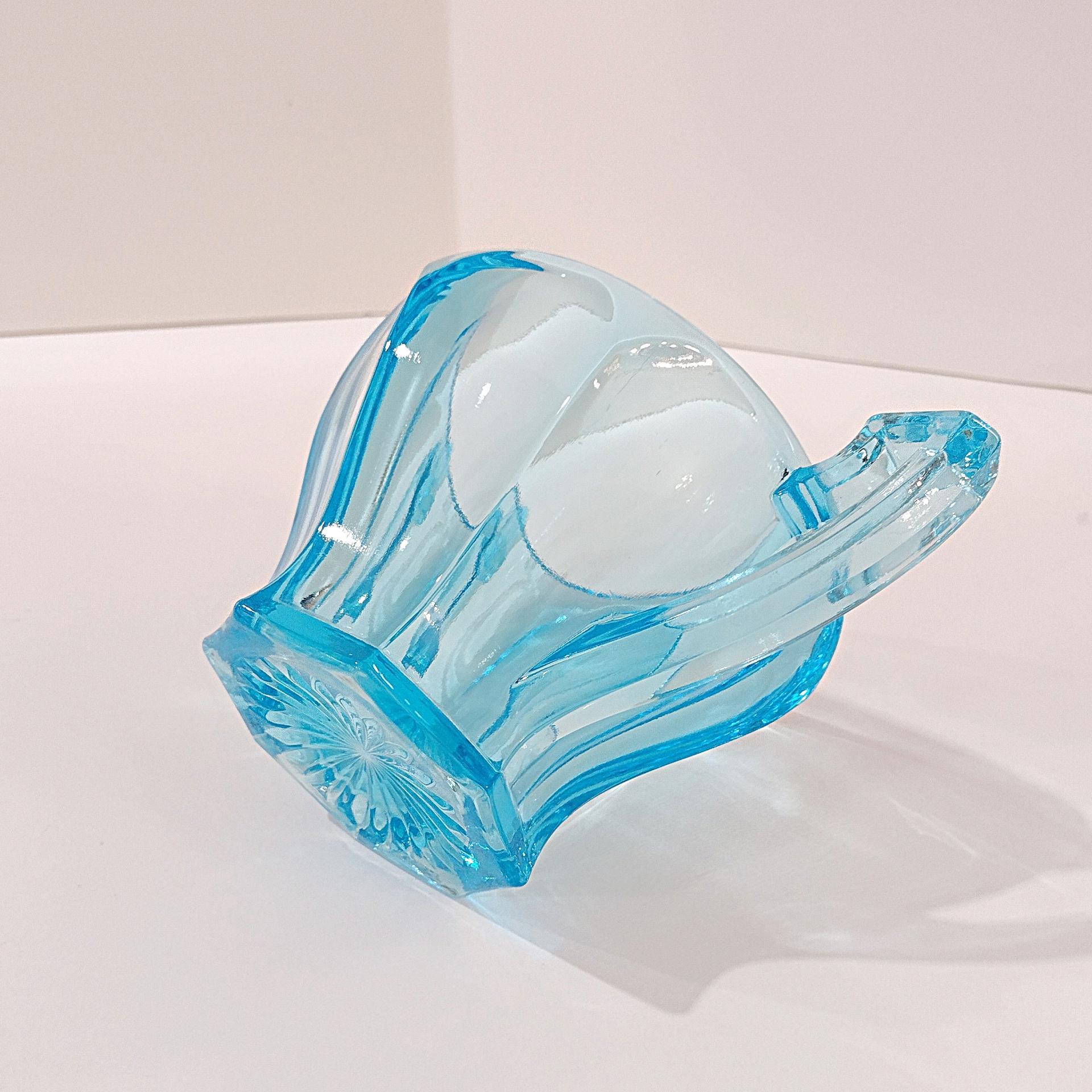 Vintage Westmoreland 1776 Colonial Aqua Blue Sugar Bowl, UV Reactive Glassware