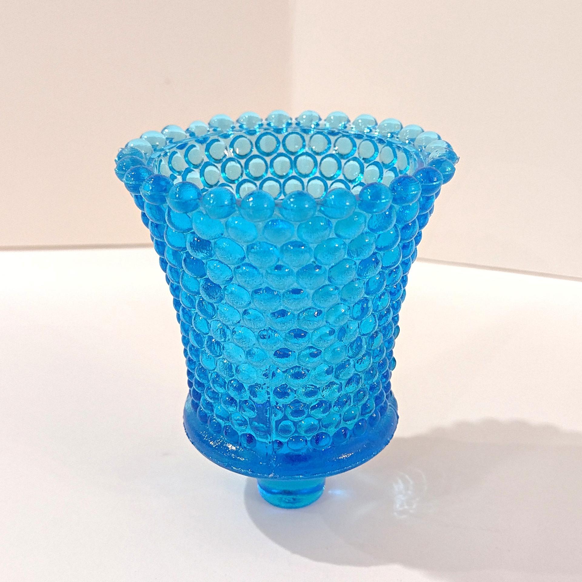Vintage Homeco Aqua Blue Hobnail Votive Cup Sconce Candle Holder, Home Interiors Glass Pegged Votive Cup